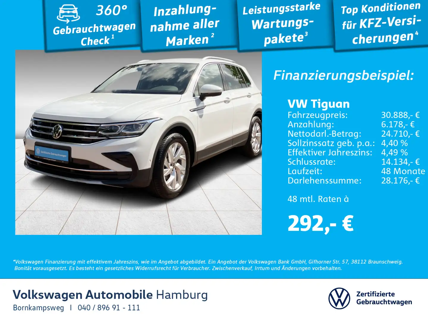 Volkswagen Tiguan 1.5 TSI Elegance DSG AHK ACC Rückfahrkame Blanc - 1