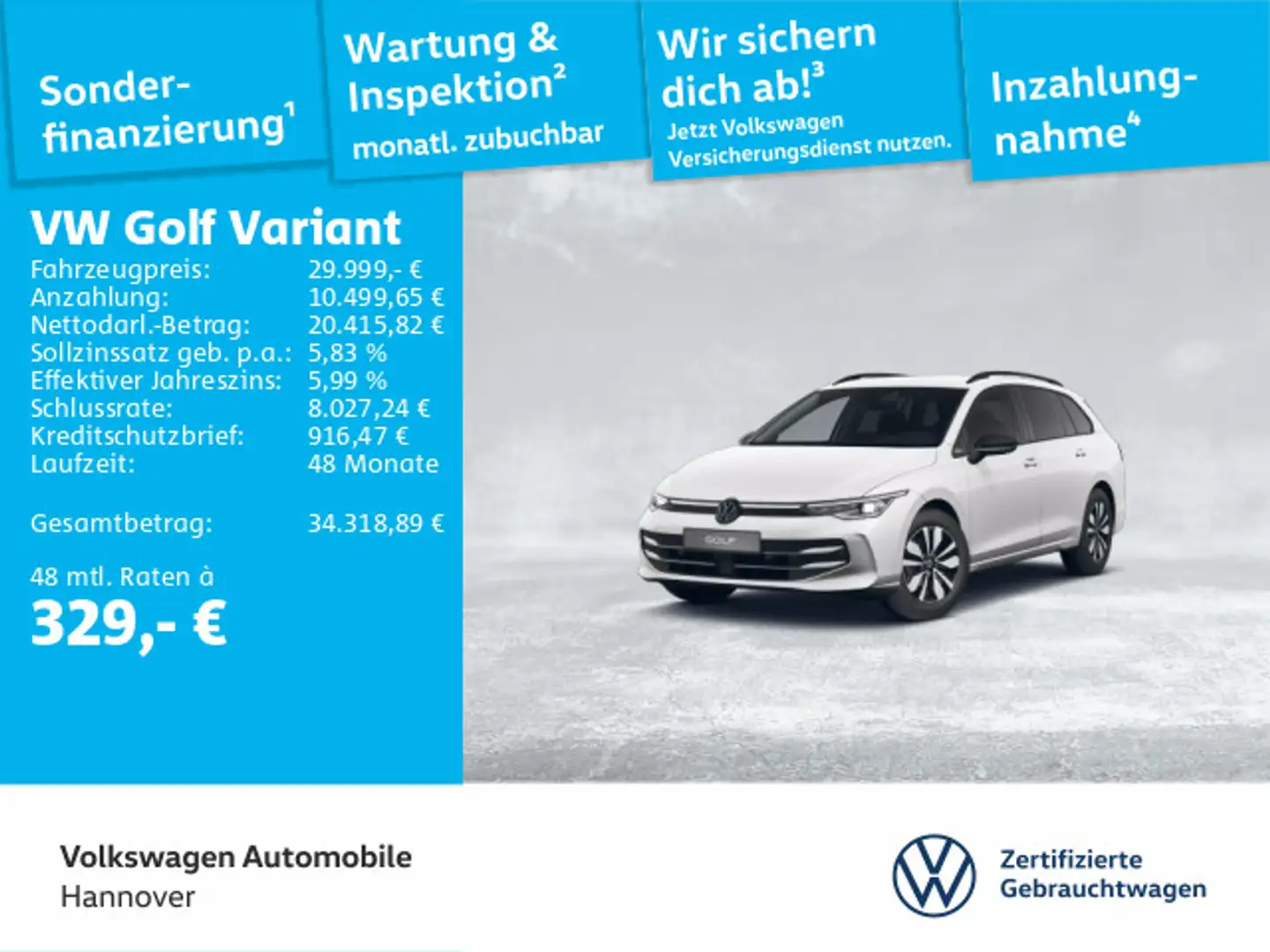 Volkswagen Golf Variant Golf VIII Variant 1.5 eTSI DSG Goal Navi AHK LED Weiß - 1