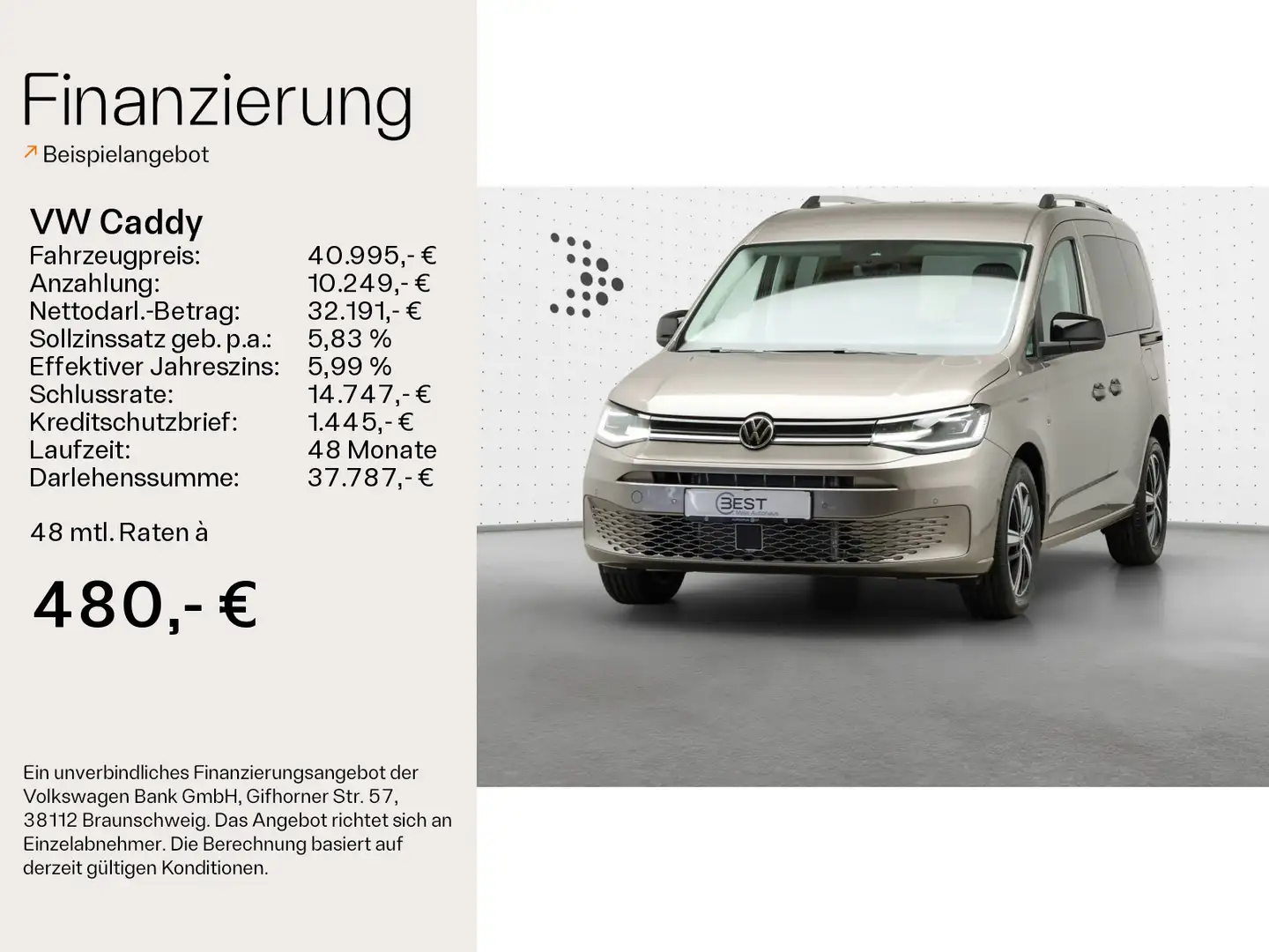 Volkswagen Caddy Life 5-Sitzer 1.5 TSI DSG *RFK*PDC*SZHZG* Beige - 2