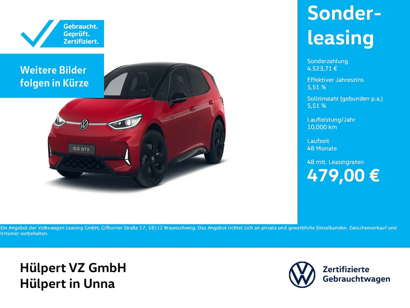Volkswagen ID.3 GTX WÄRMEPUMPE PANO 360°CAM ACC LM20 NAVI Rot - 1