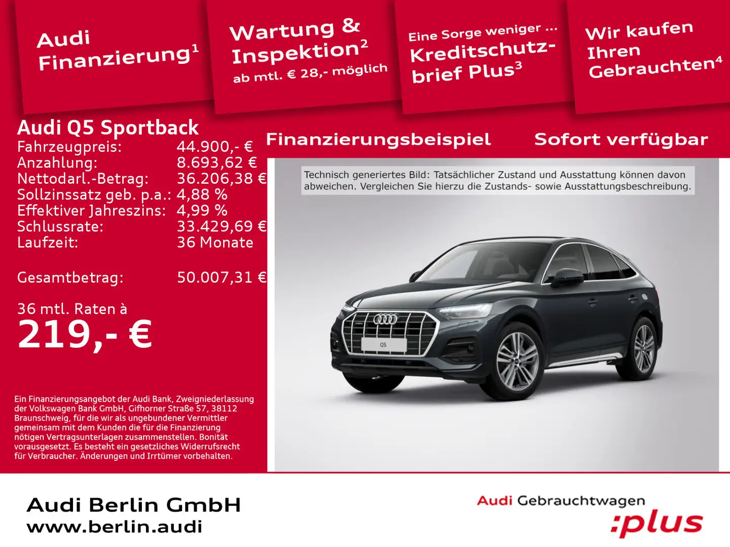 Audi Q5 advanced 40 TDI qu. S tr. PDC RFK Grau - 1