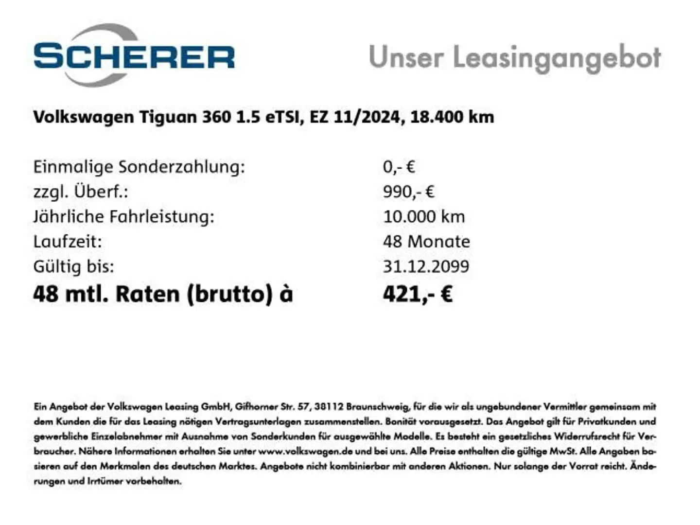 Volkswagen Tiguan 1.5 eTSI *Life* DSG AHK 360°Kamera Navi A Weiß - 2