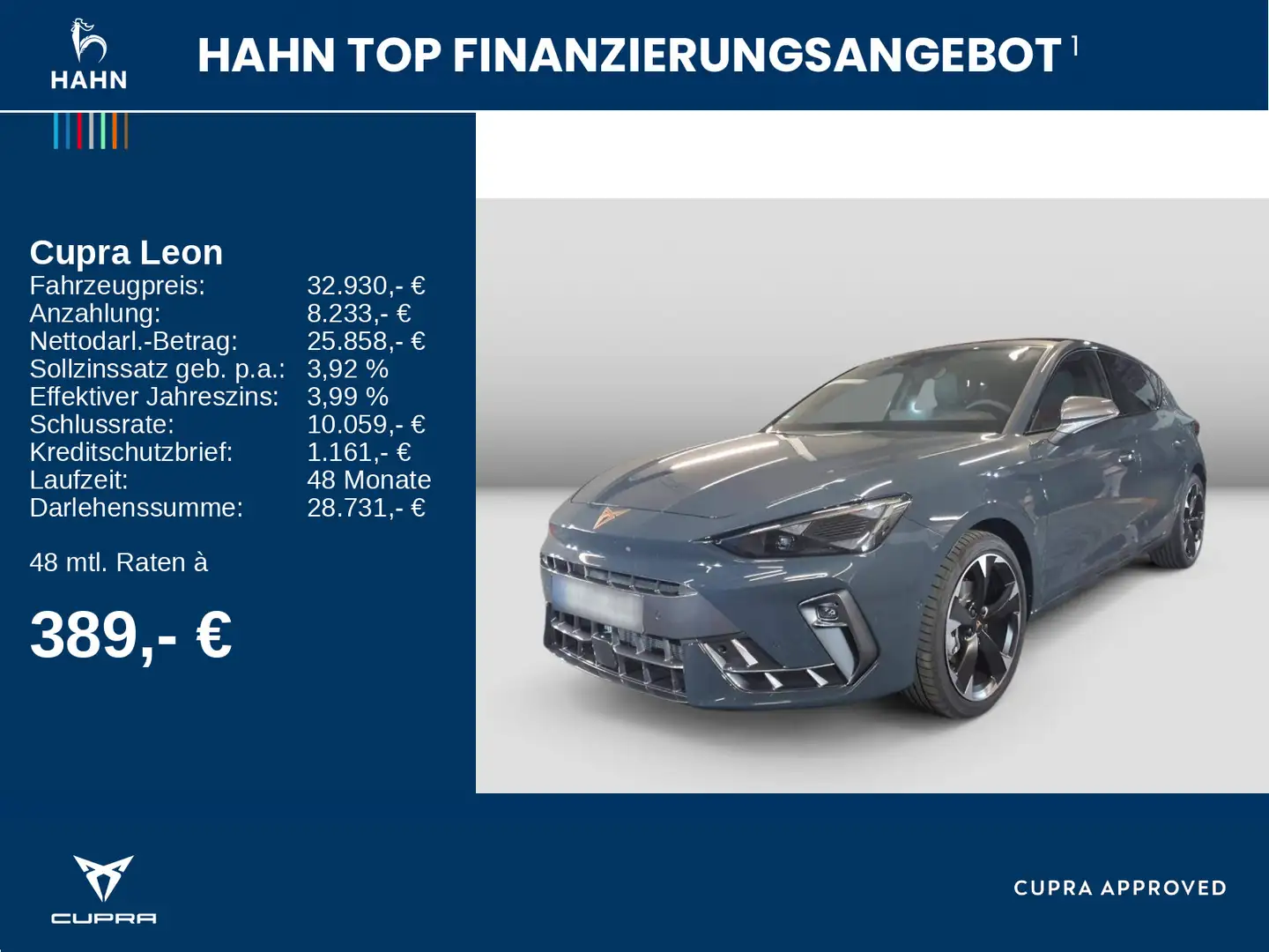 CUPRA Leon 1.5 eTSI DSG LED Nav Sitzh APP CAM Parklenk Blau - 2