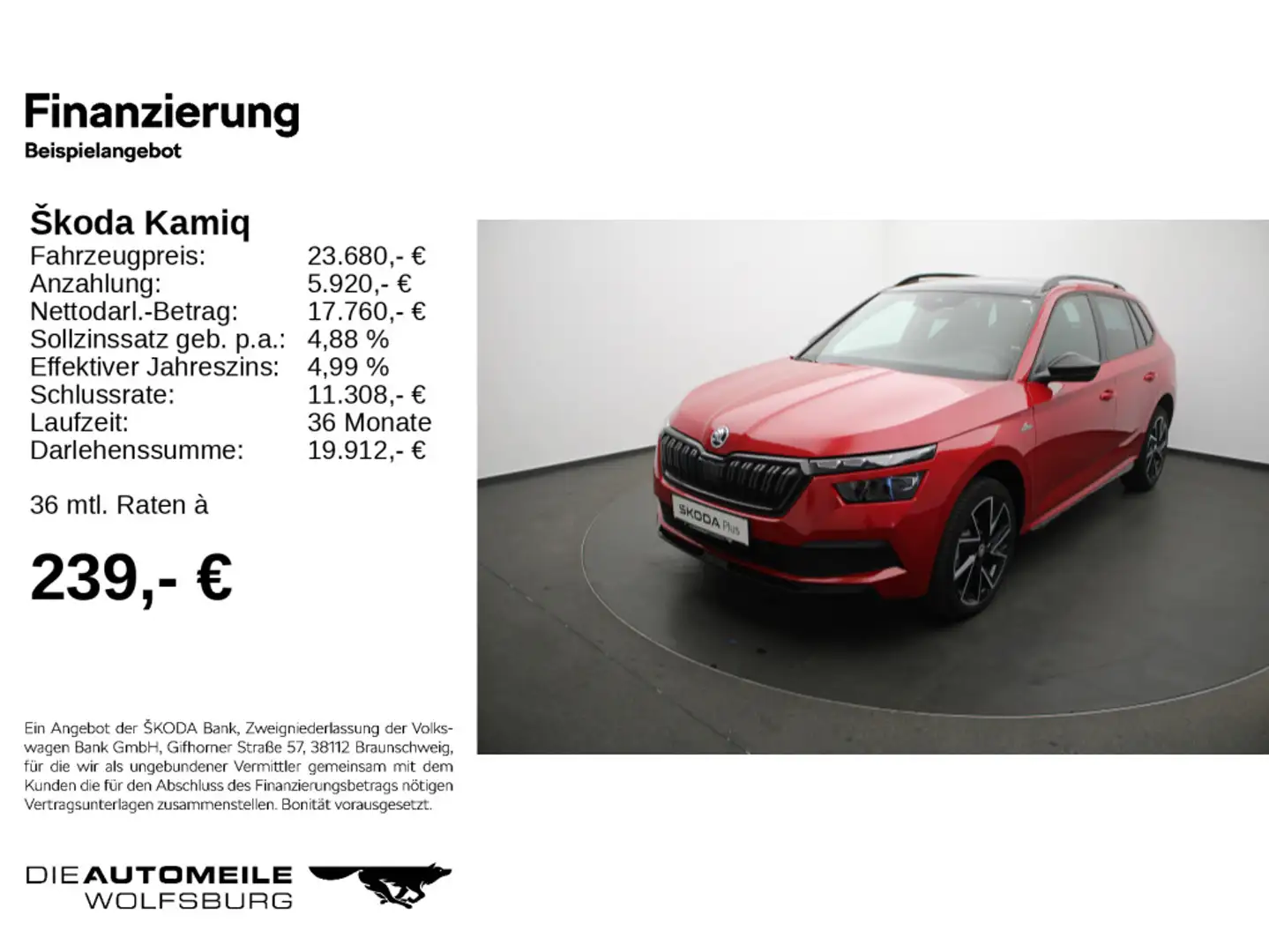 Skoda Kamiq 1.0 TSI DSG Monte Carlo Pano/Einparkhi v+h Rot - 2