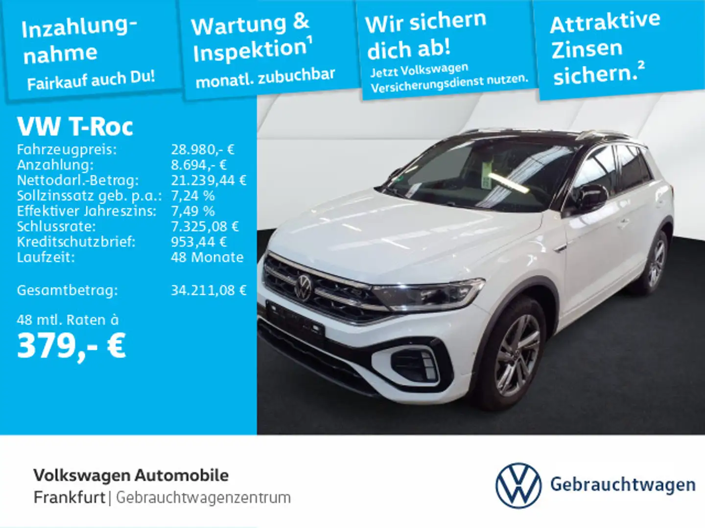Volkswagen T-Roc 1.5 TSI DSG R-Line Navi LEDPlus DAB+ Front Weiß - 1