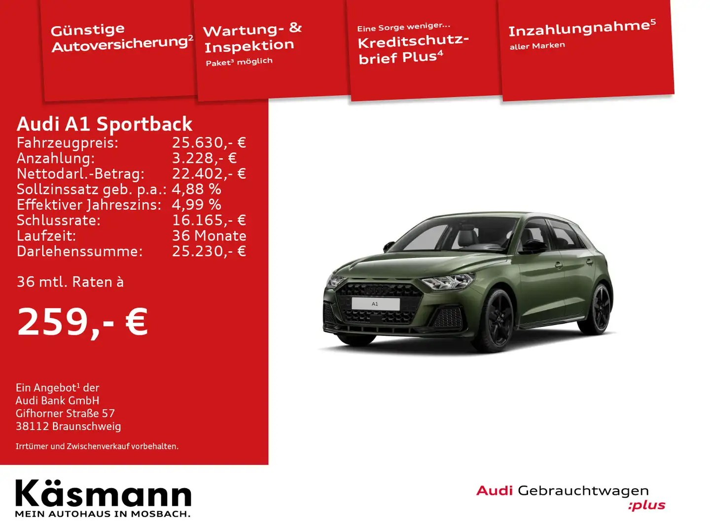 Audi A1 25TFSI advanced NAVI VIRTUAL PDC Grün - 1
