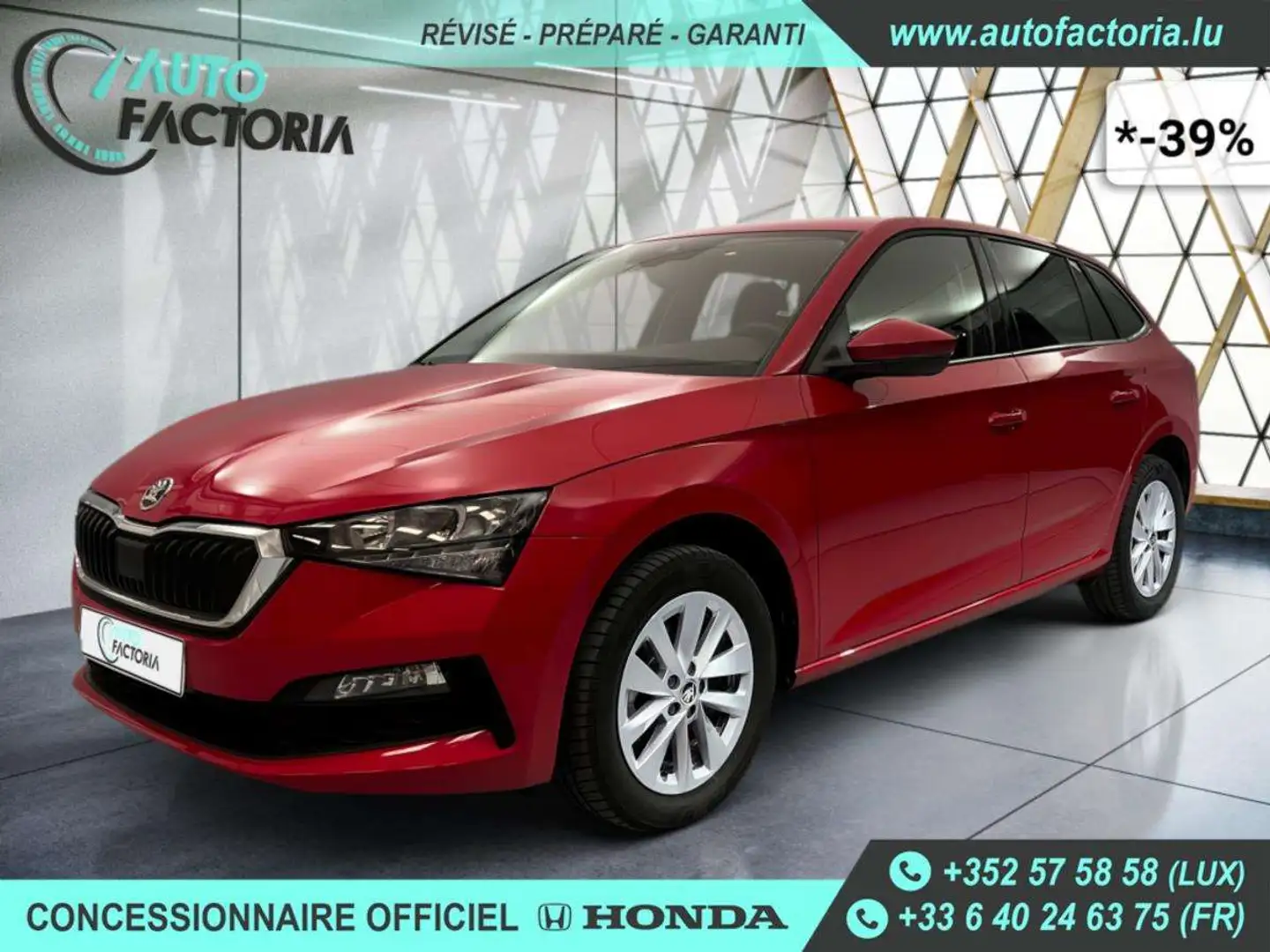 Skoda Scala -39% 1.0 TSI 110cv+MIRRORLINK+CAM+CLIM+Options Rouge - 1