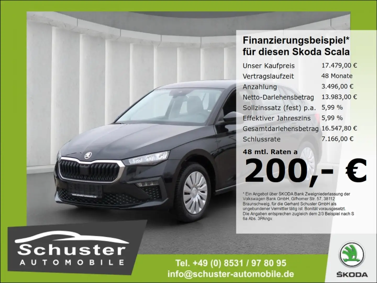 Skoda Scala Essence 1.0TSI*LED SHZ digCock PDC VKZ-Erk Schwarz - 1