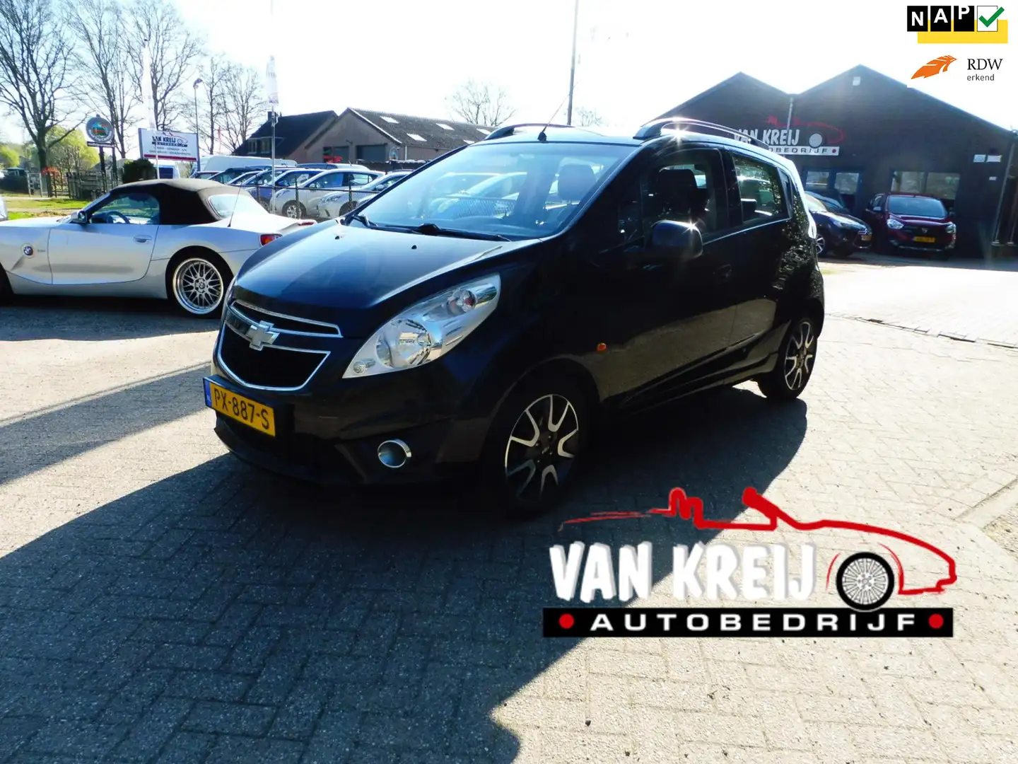 Chevrolet Spark 1.2 16V LTZ , Leder, Airco, Lm, Side skits, Spoile Zwart - 1