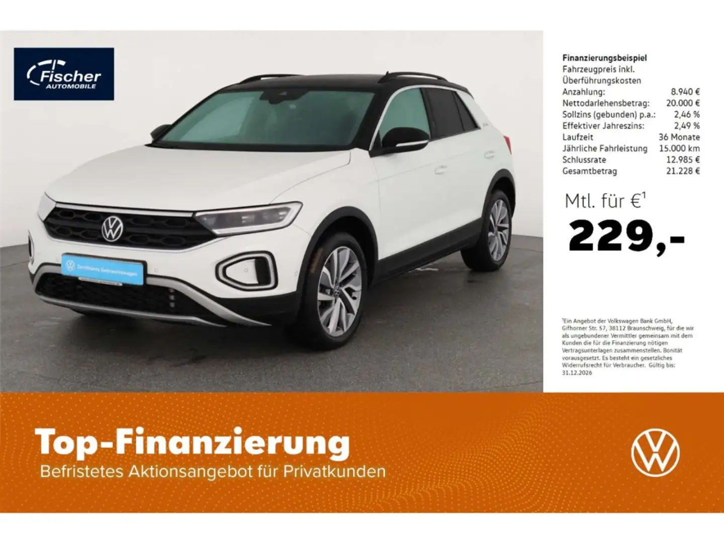 Volkswagen T-Roc 2.0 TDI GOAL DSG AHK/LED/NAV/ACC/RFK/Keyl. Weiß - 1