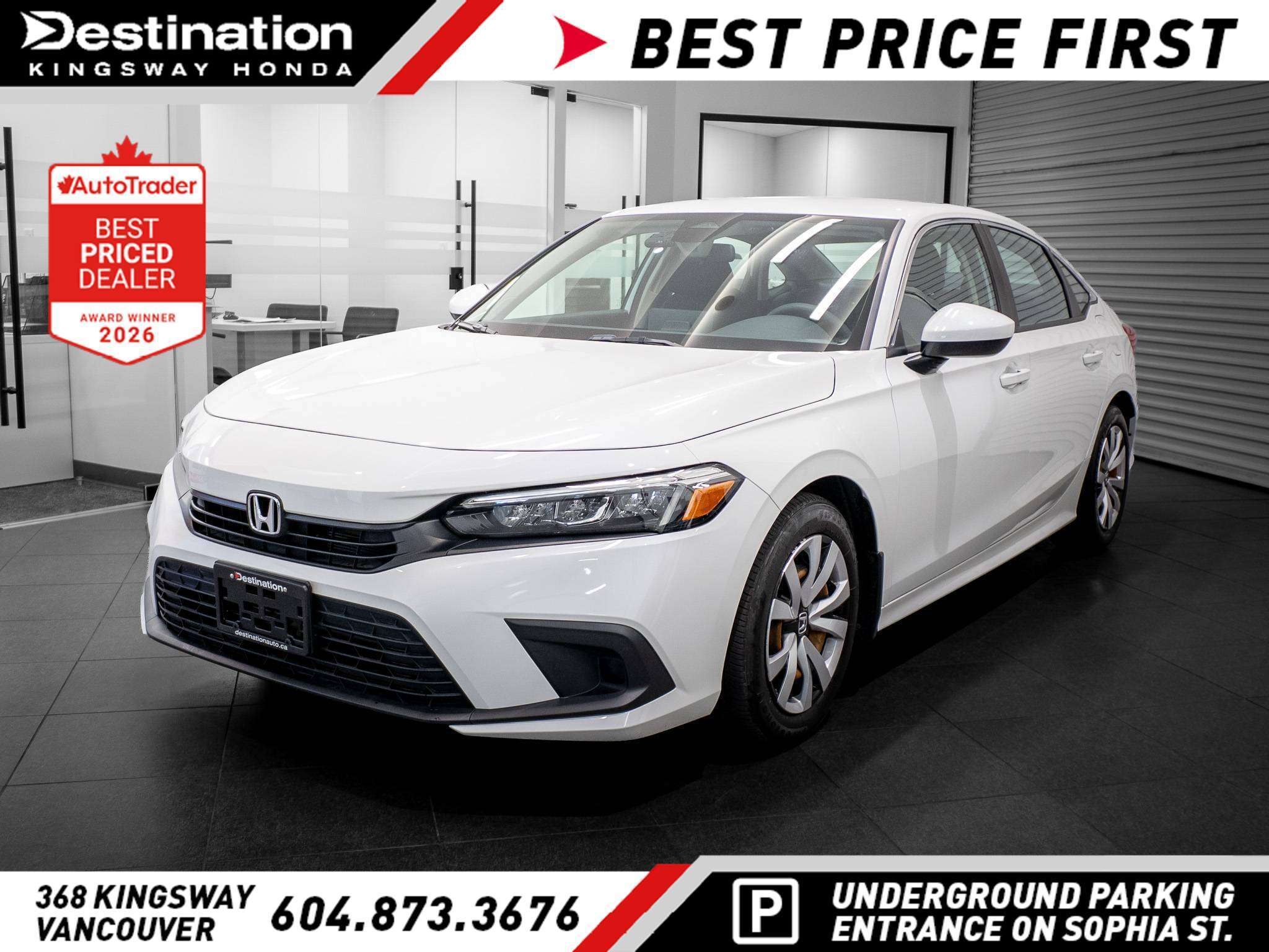 Platinum White Pearl 2022 Honda Civic Sedan Front-Wheel Drive Automatic