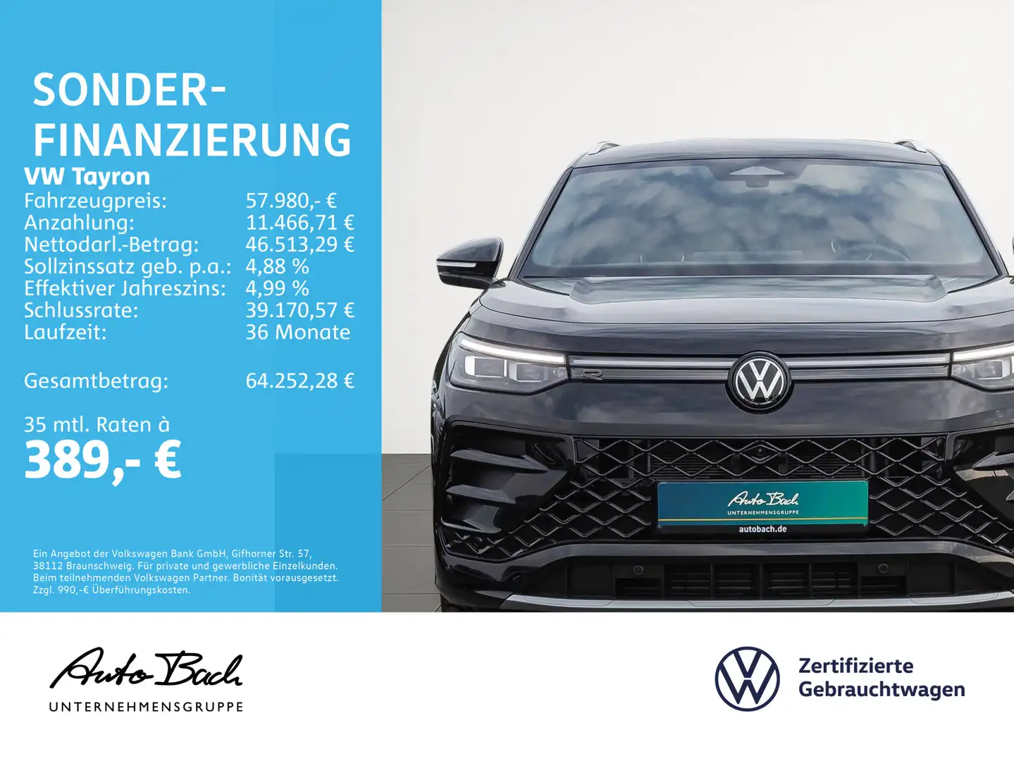 Volkswagen Tayron 2.0 TDI R-Line 4M DSG Navi LED HuD ACC AH Schwarz - 2