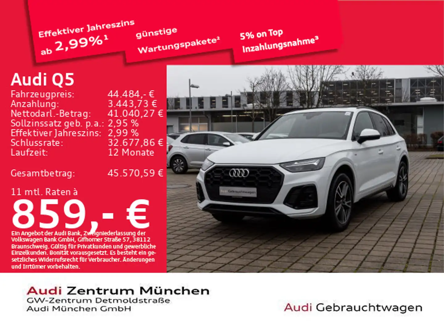 Audi Q5 50 TFSI e S tronic qu. S line Pano/AHK/ACC/Vi Weiß - 1