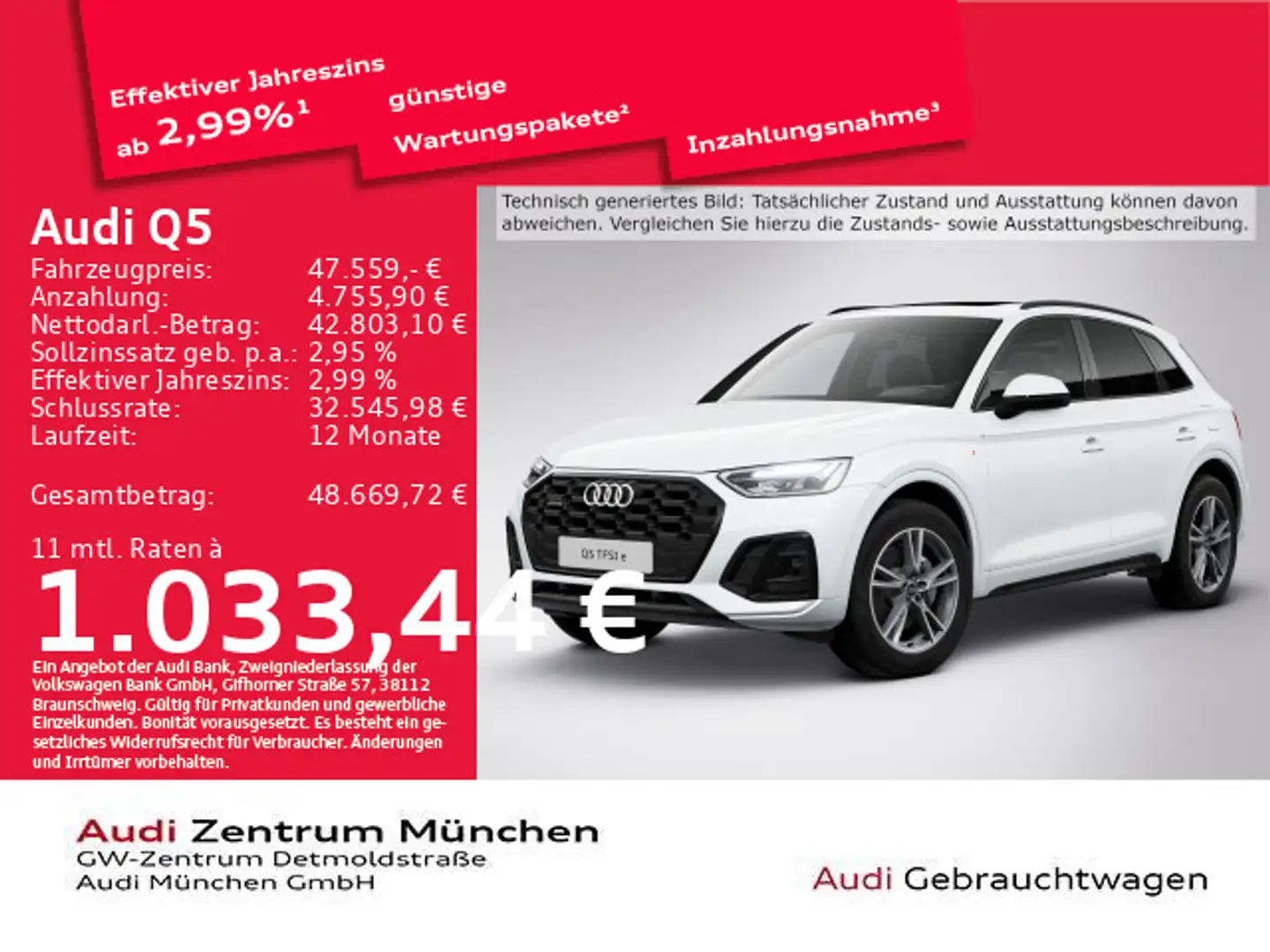 Audi Q5 50 TFSI e S tronic qu. S line Pano/AHK/ACC/Vi Weiß - 1