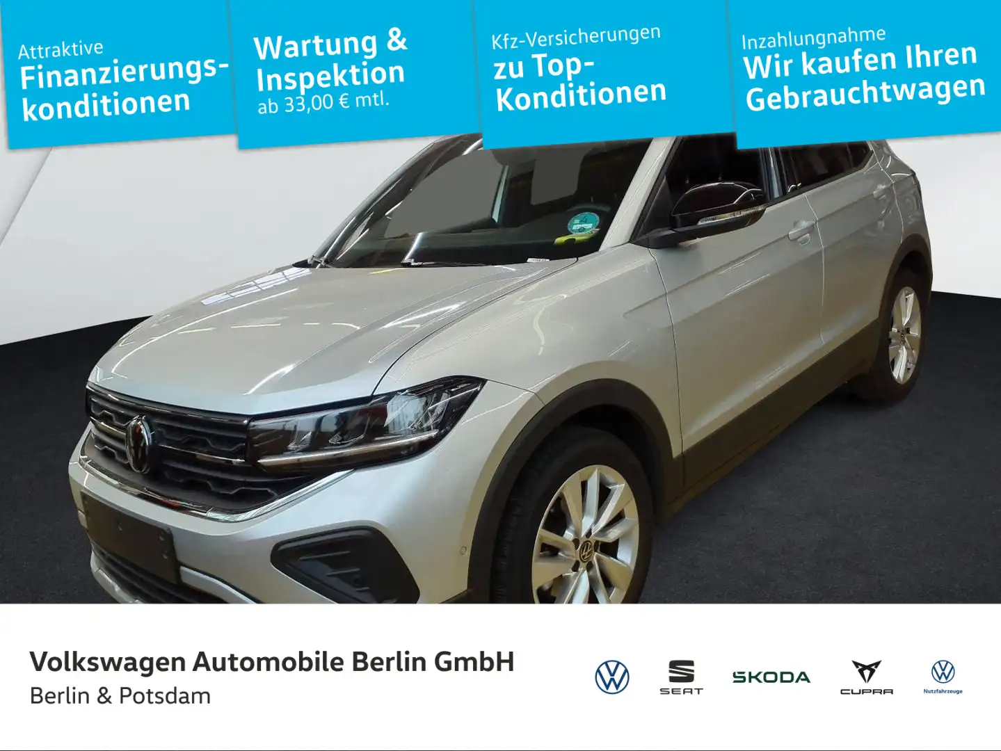 Volkswagen T-Cross 1.0 TSI DSG Goal Navi AHK LED PDC SHZ Silber - 1