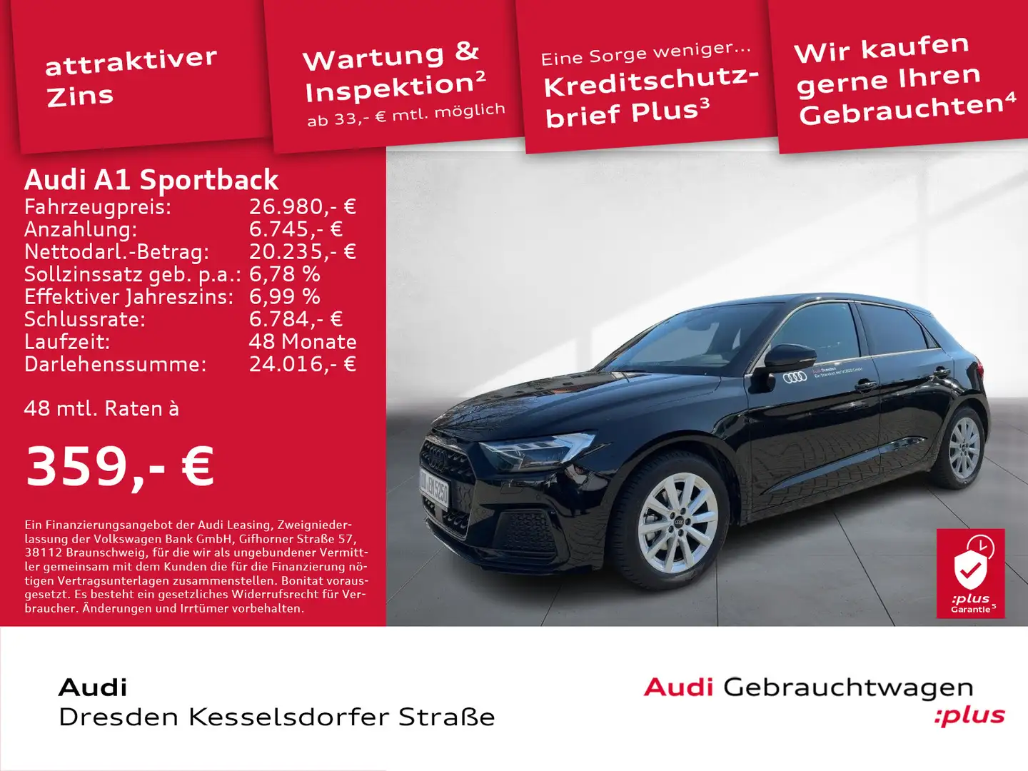 Audi A1 30 TFSI advanced LED Navi DAB Schwarz - 1