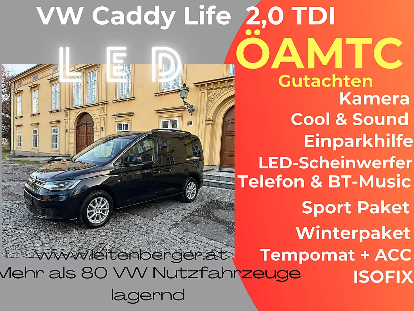 Volkswagen Caddy Life 2,0 TDI LED Scheinwerfer Kamera Cool&Sound... Grau - 1
