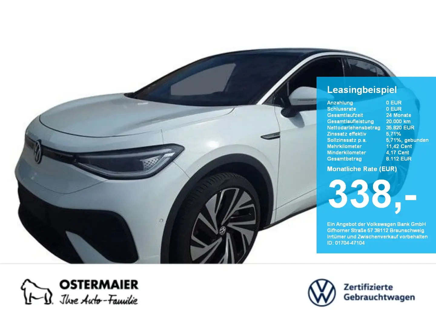 Volkswagen ID.5 PRO PERFORMANCE 204PS 5J-G MATRIX.AHK.PANO.360°.AC Weiß - 1