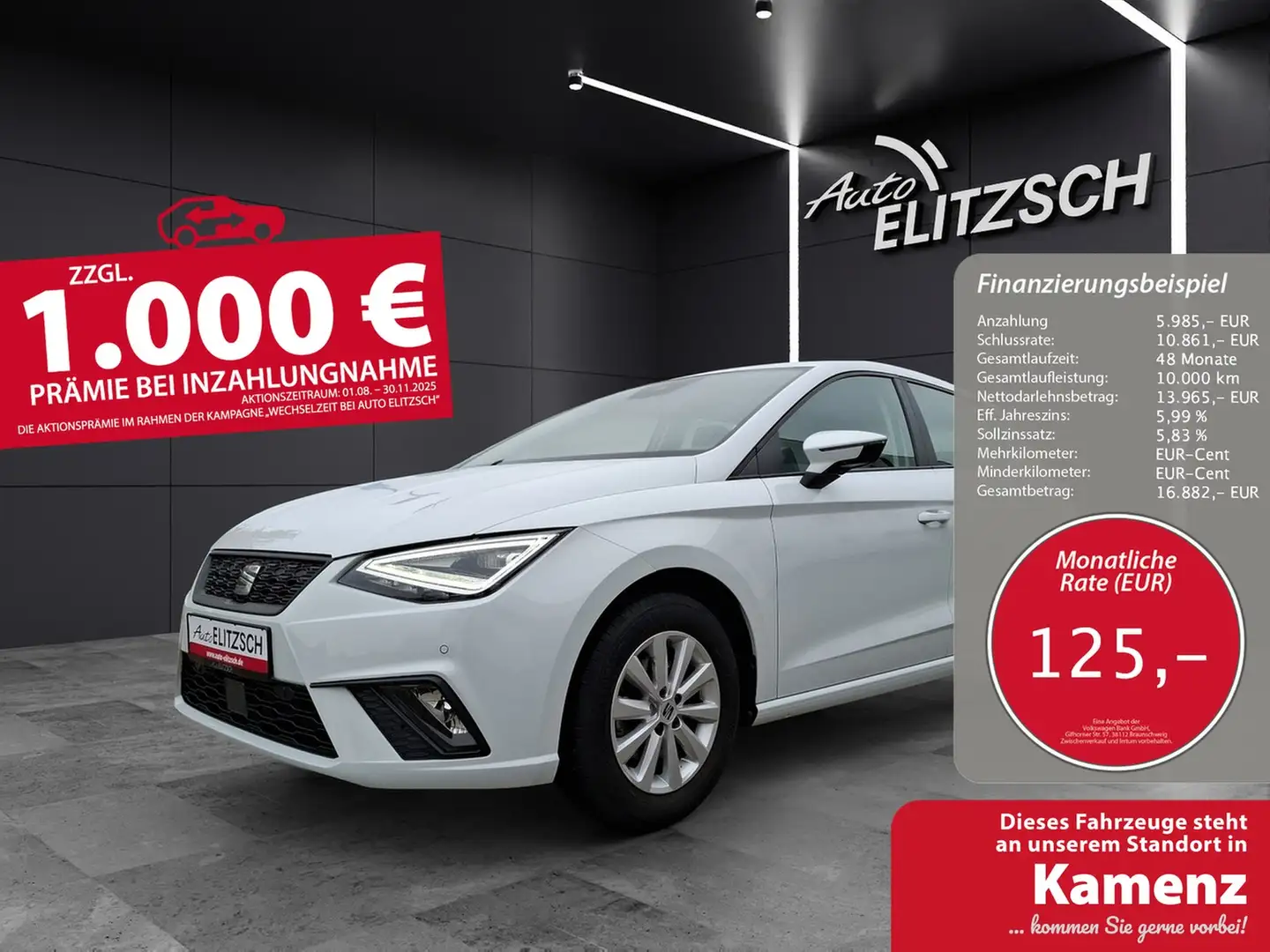 SEAT Ibiza TSI Style DSG LED Navi AID ACC RFK SH Weiß - 1