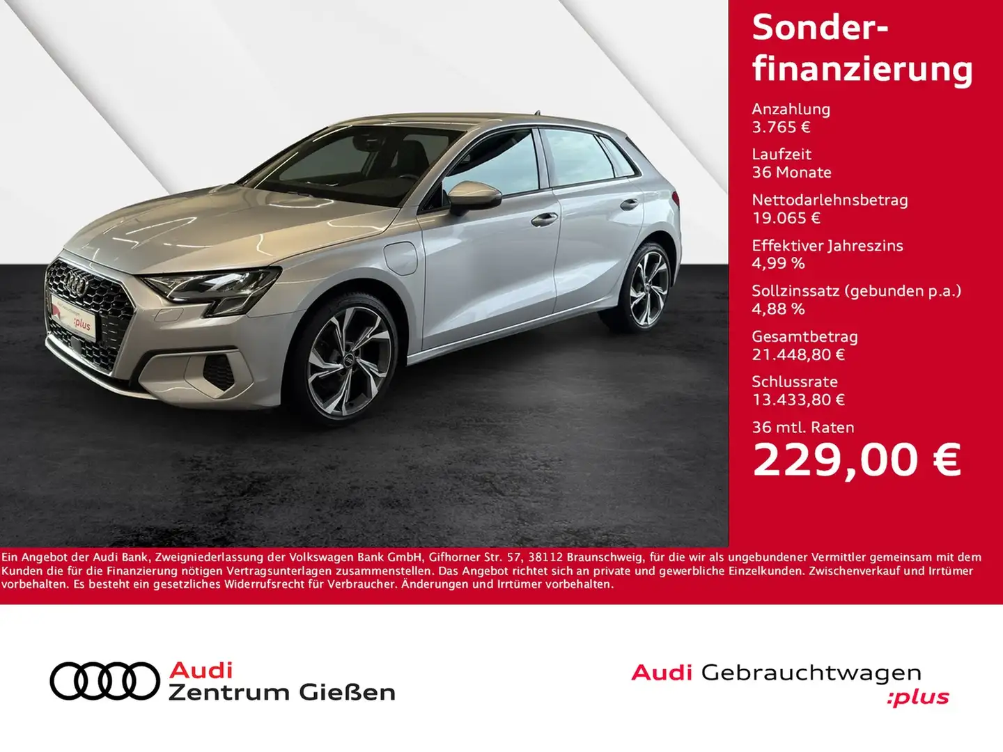 Audi A3 Sportback 40 TFSI e advanced Buisnesspaket Argento - 1