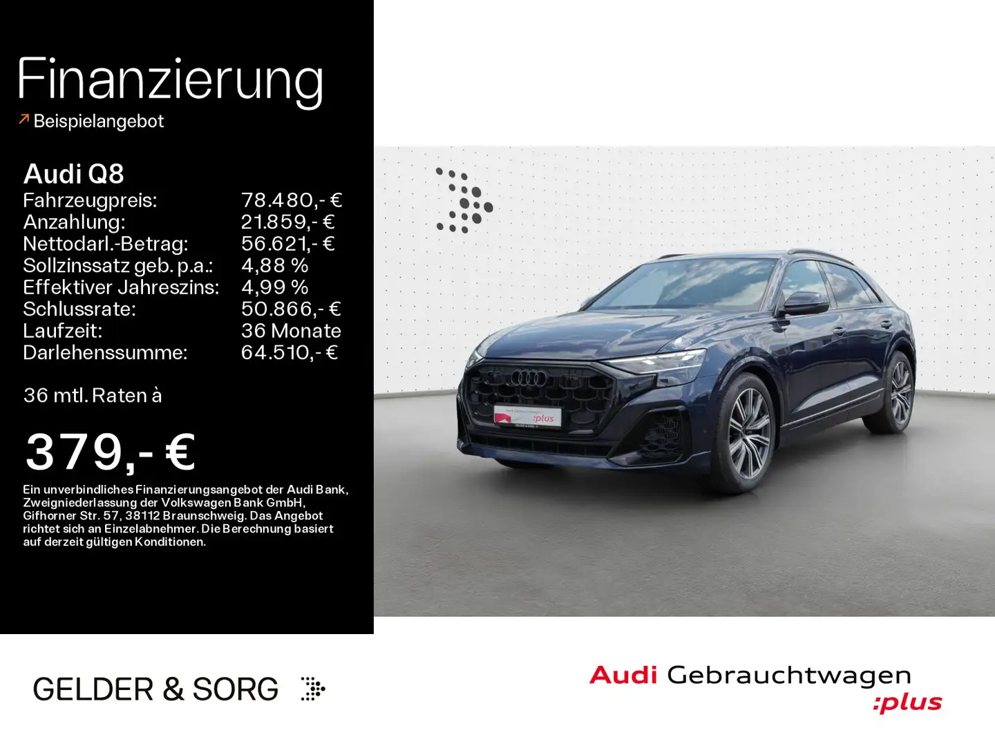 Audi Q8 55 TFSI quattro S line air*Tour*360°*Matrix* Blau - 1