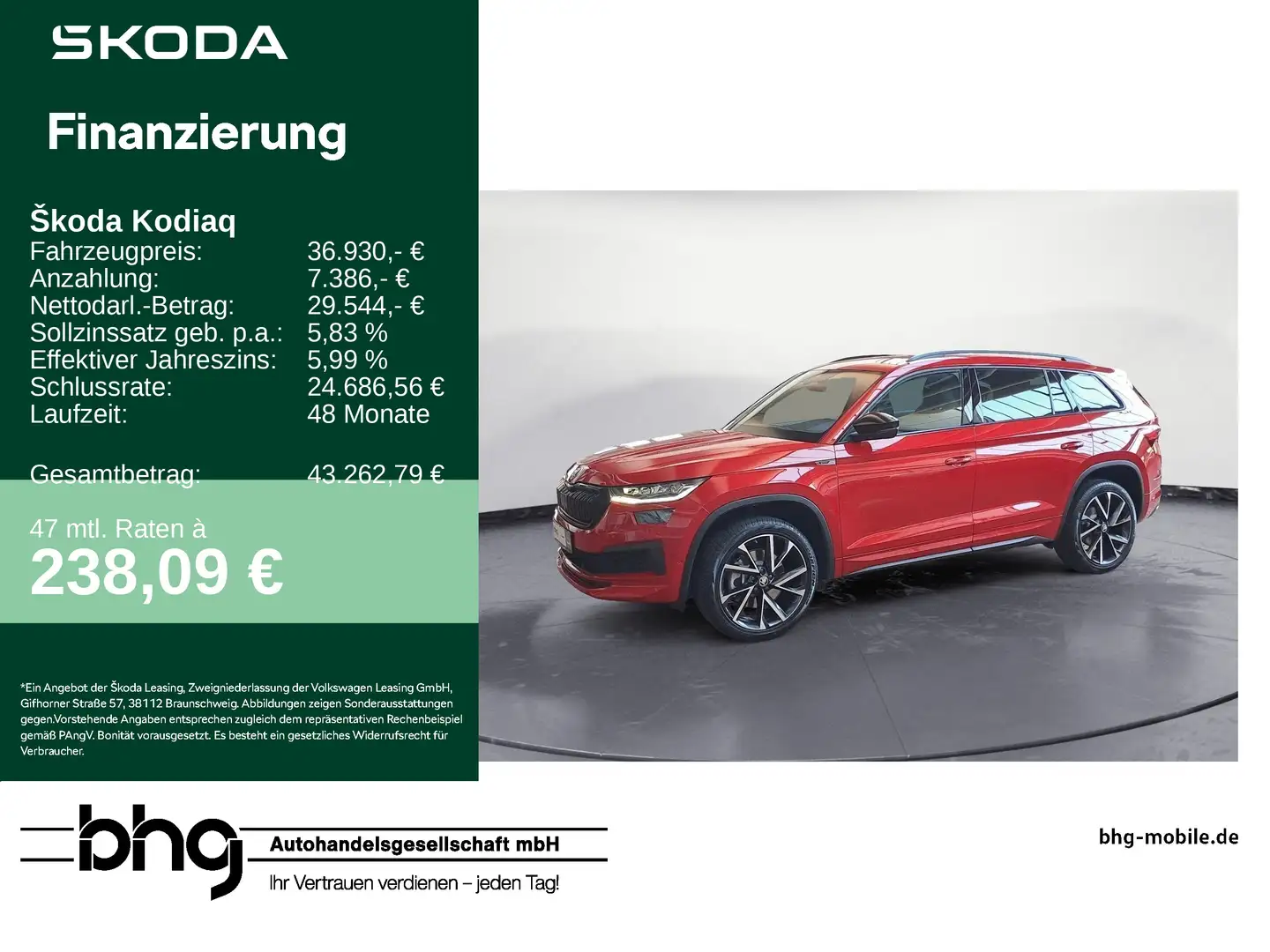 Skoda Kodiaq 2.0 TDI 4x4 DSG Sportline *LED*CARPLAY*SO Rot - 1