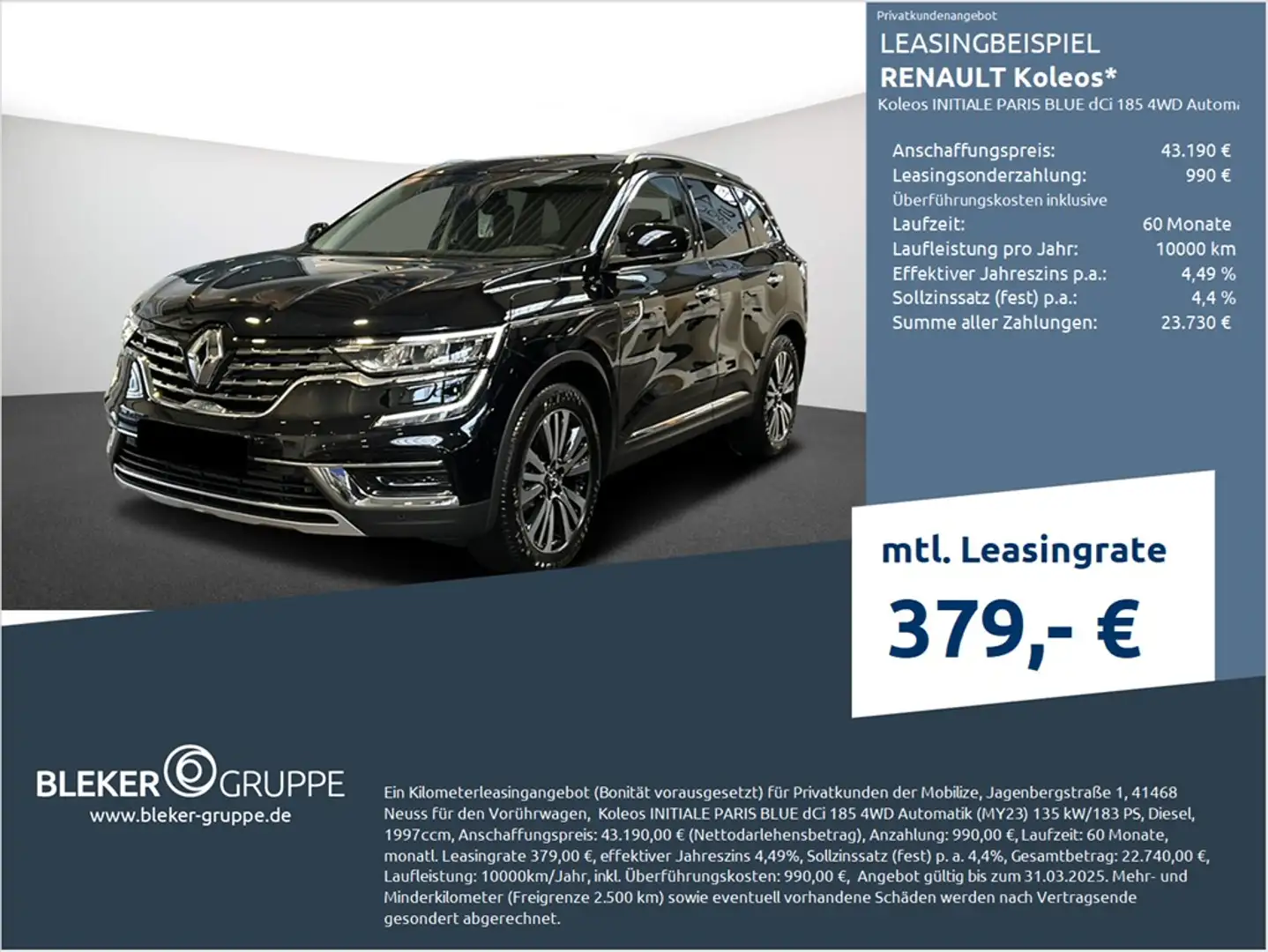 Renault Koleos Initiale Paris Blue dCi 185 Automatik 4x4 Černá - 1