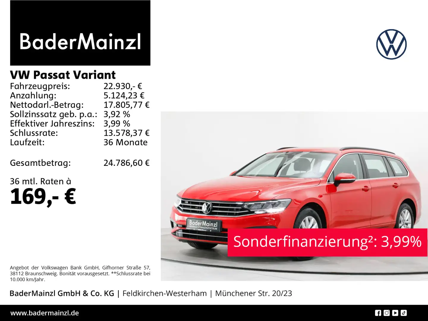 Volkswagen Passat Variant 2.0 TDI DSG Business AHK Kam Navi Rot - 1