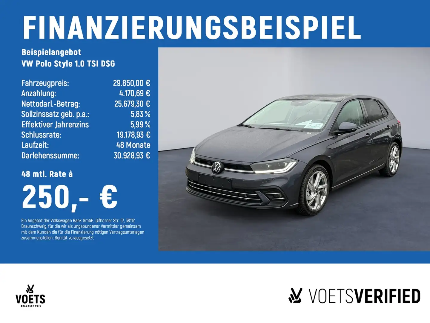 Volkswagen Polo Style 1.0 TSI DSG MATRIX-LED+RearView+AHK Grau - 2