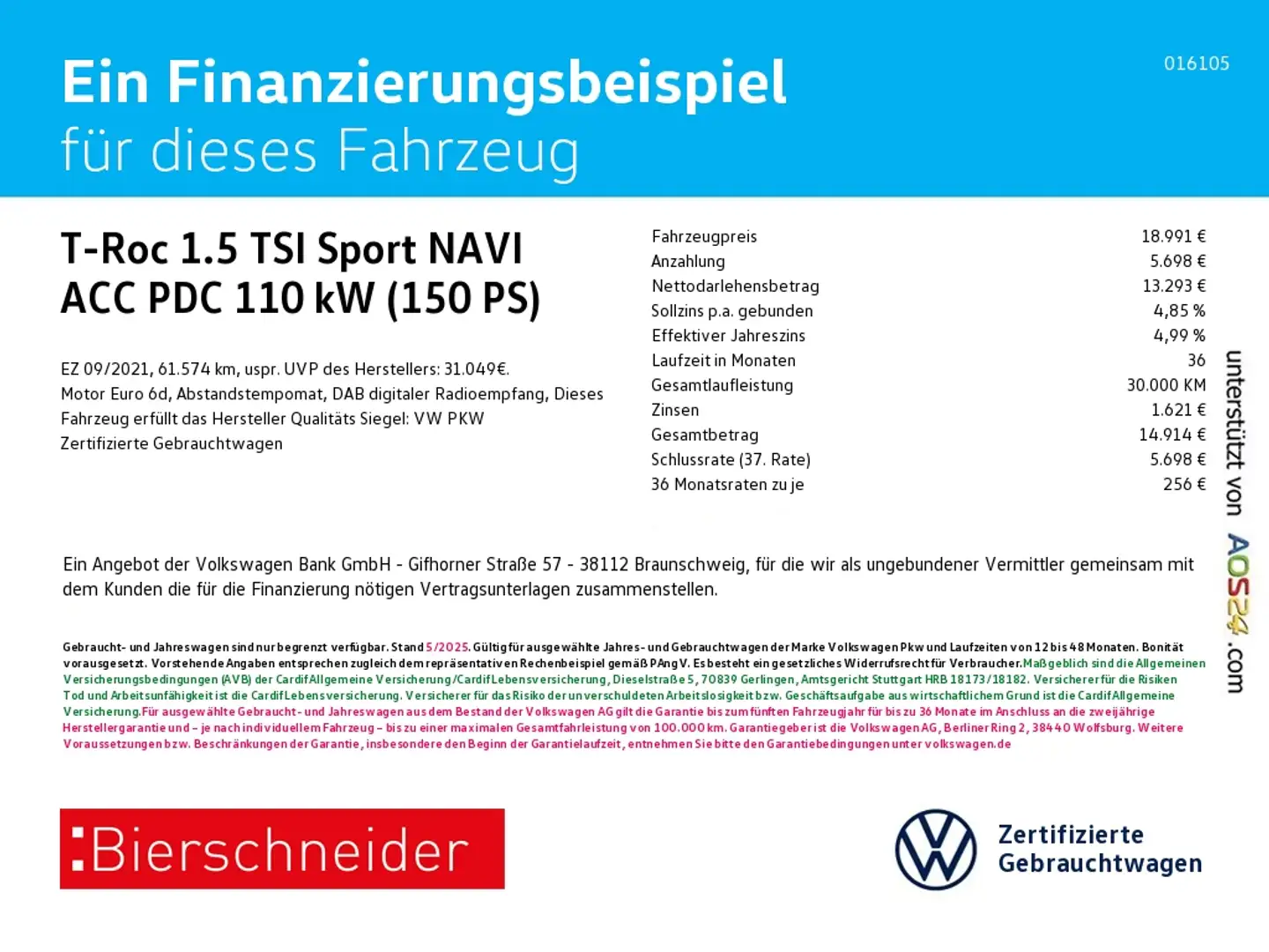 Volkswagen T-Roc 1.5 TSI Sport NAVI ACC PDC ASSIST KLIMA Blanc - 1