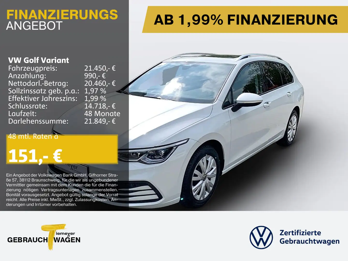 Volkswagen Golf Variant 1.0 TSI MOVE PANO LED+ KAMERA NAVI Weiß - 1