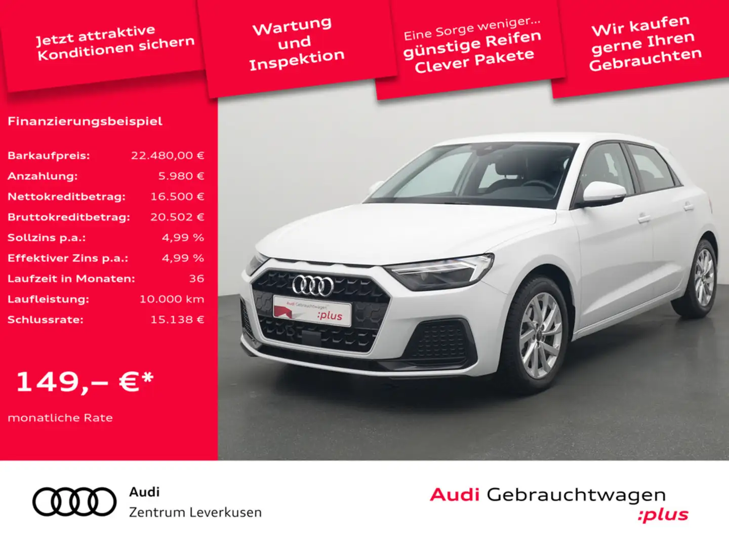 Audi A1 Sportback advanced S-TRON VIRT SHZ PORT NA Weiß - 1