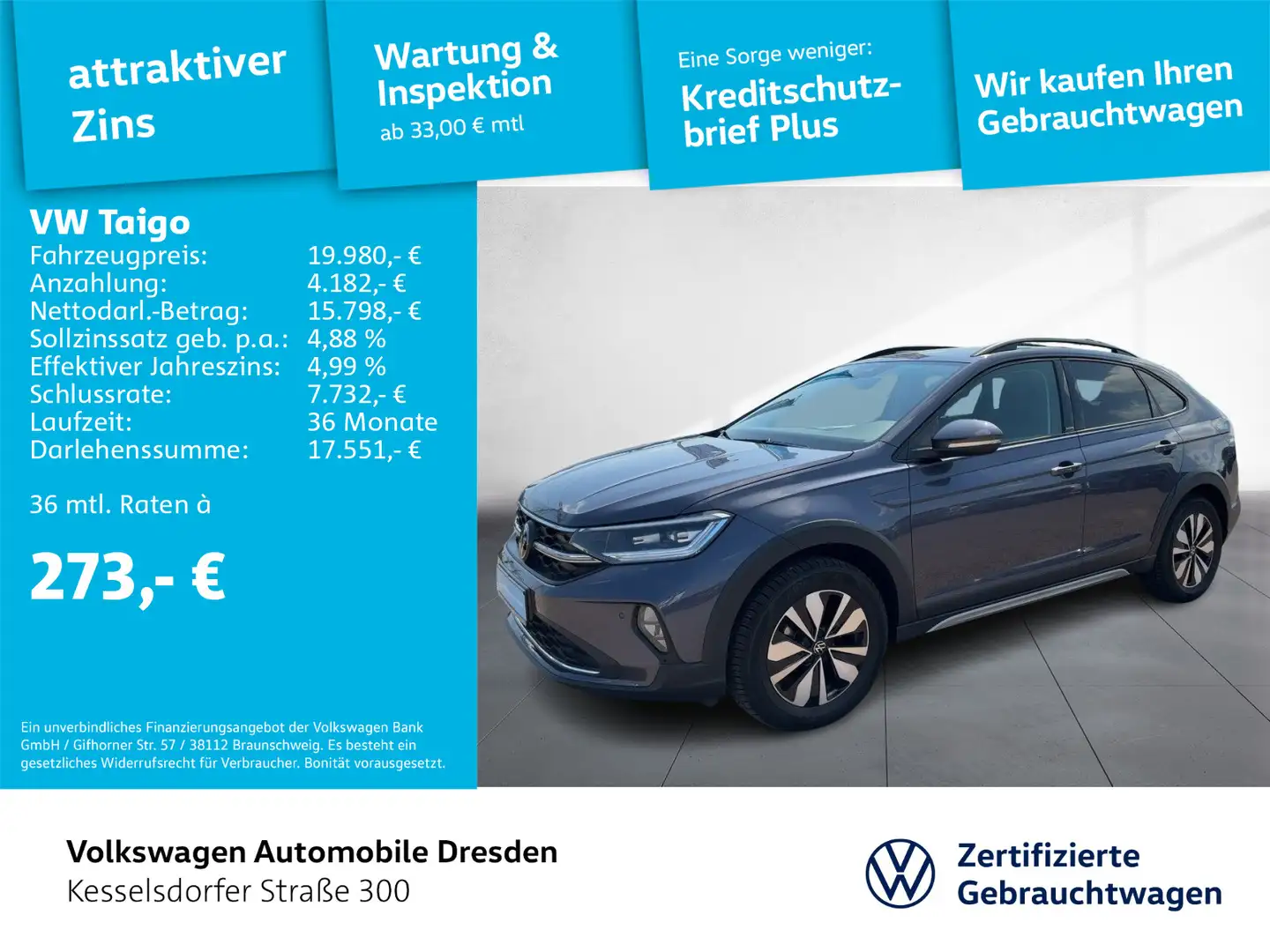 Volkswagen Taigo 1.0 TSI AHZV Navi LED Grijs - 1