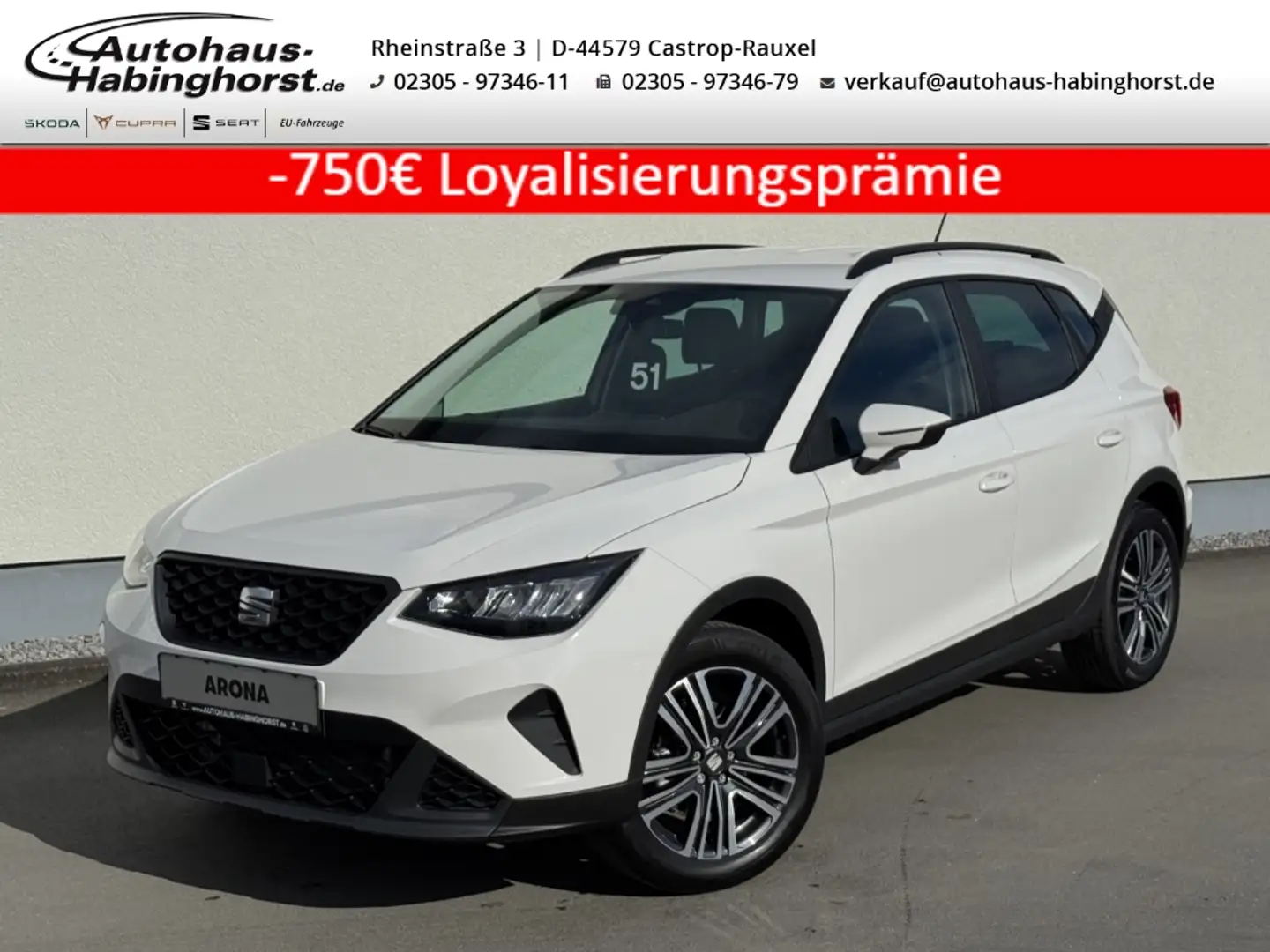 SEAT Arona 1.0 TSI Style Edition FullLink Shz Tempo LED 17Alu Weiß - 1