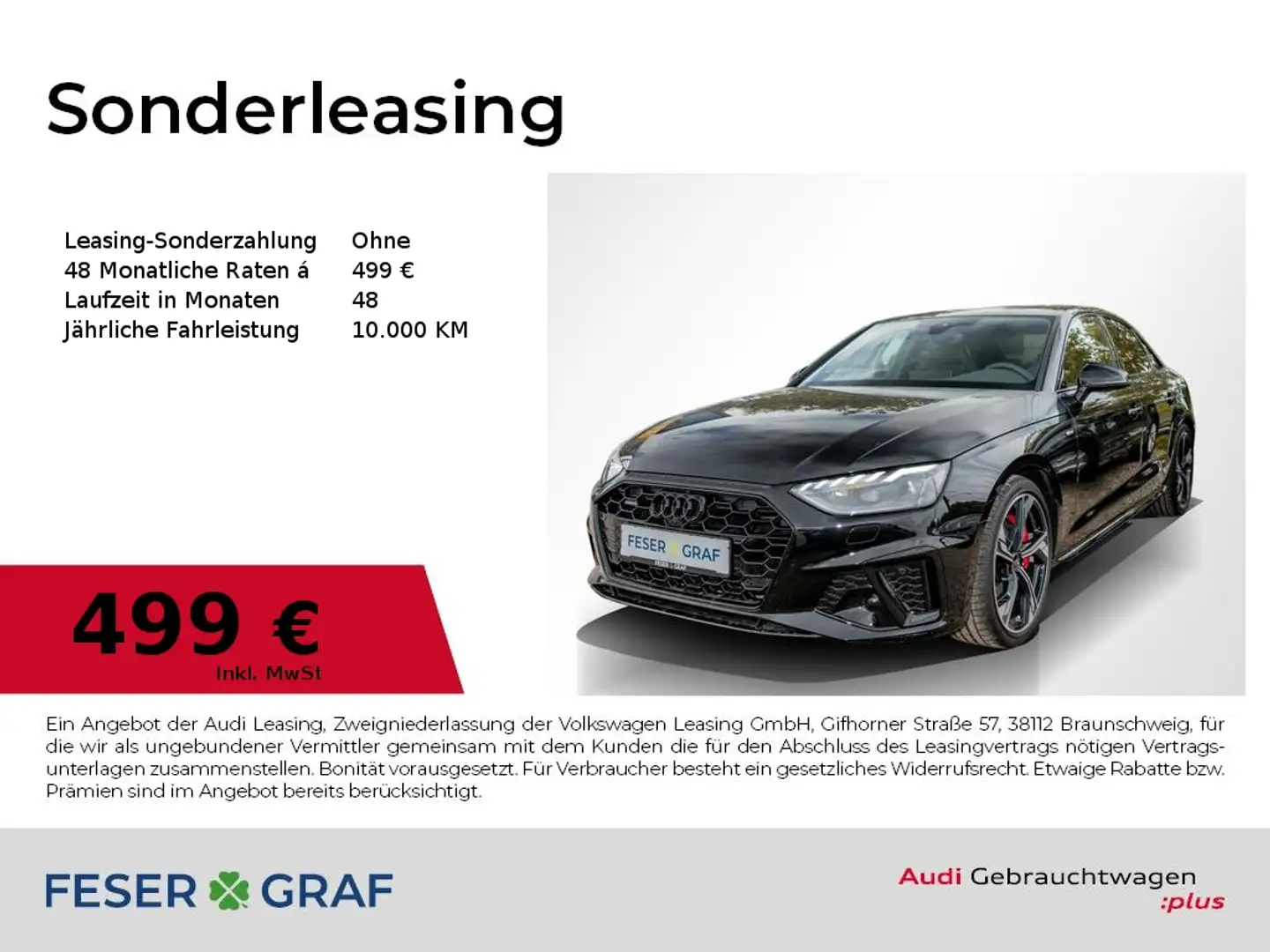 Audi A4 Lim. 45TFSI quattro 2x S line /Matrix/B&O/ACC Schwarz - 1