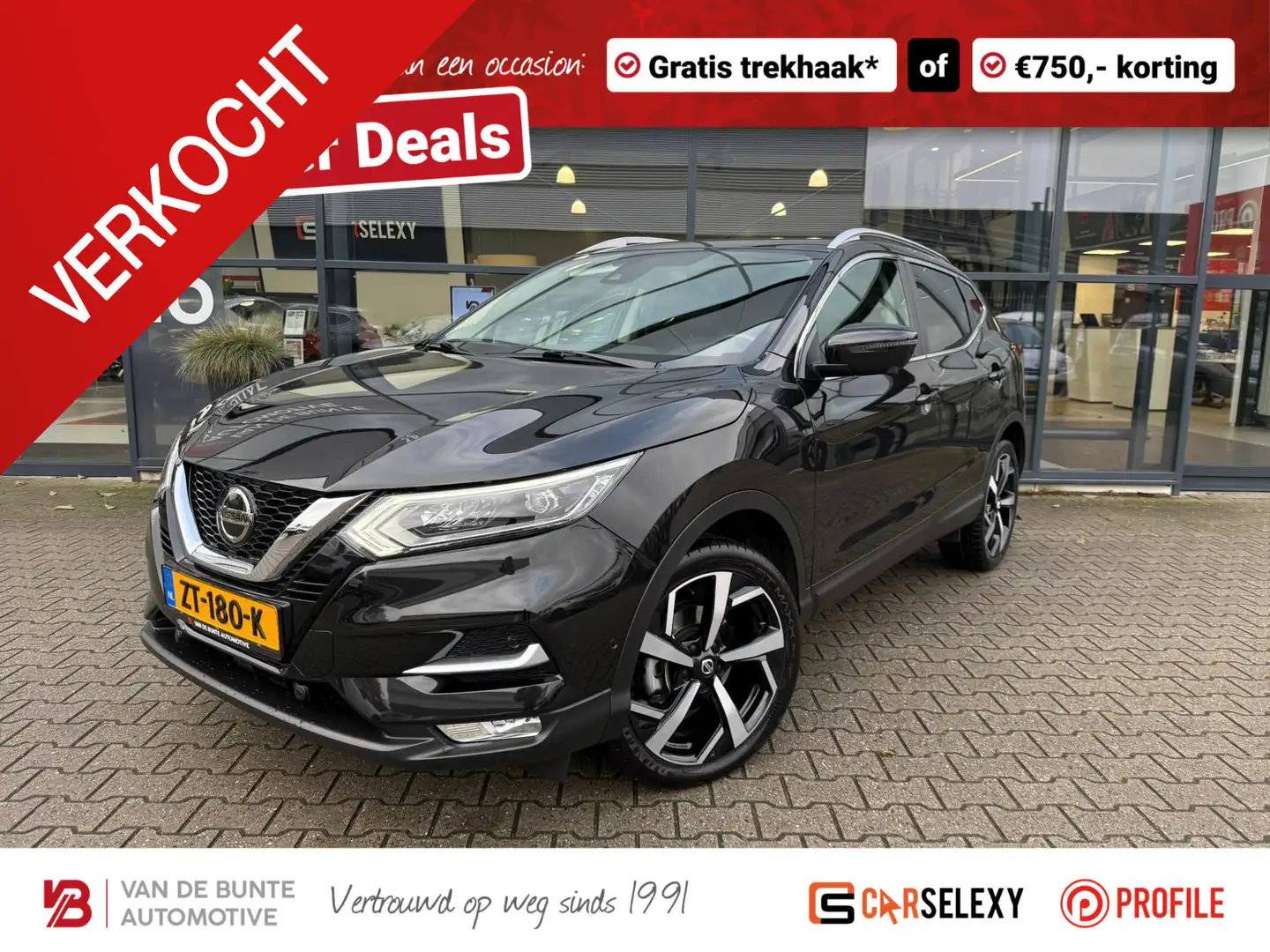Nissan Qashqai 1.3 DIG-T Tekna *Trekhaak & Stoelverwarming* Zwart - 1