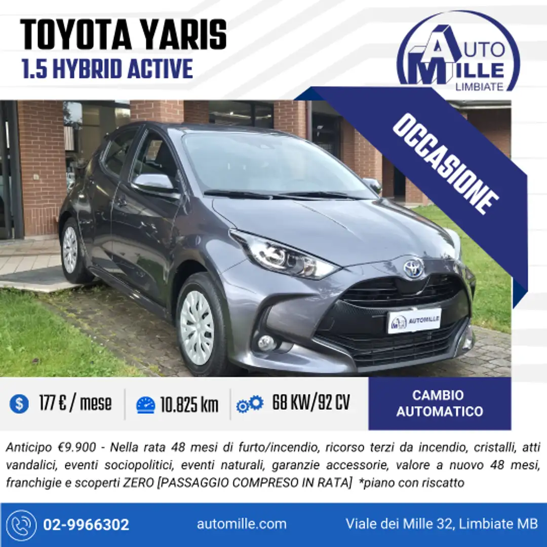 Toyota Yaris 1.5h Active Grigio - 1