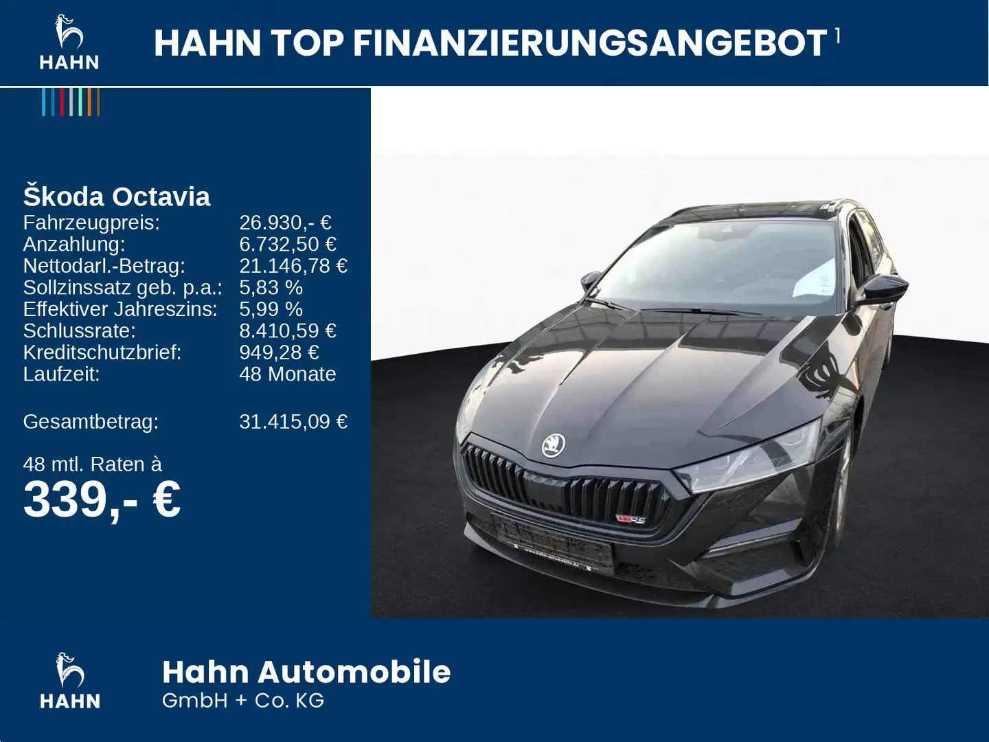 Skoda Octavia Combi RS 2.0TDI DSG AHK Cam HuD LED Navi Schwarz - 2