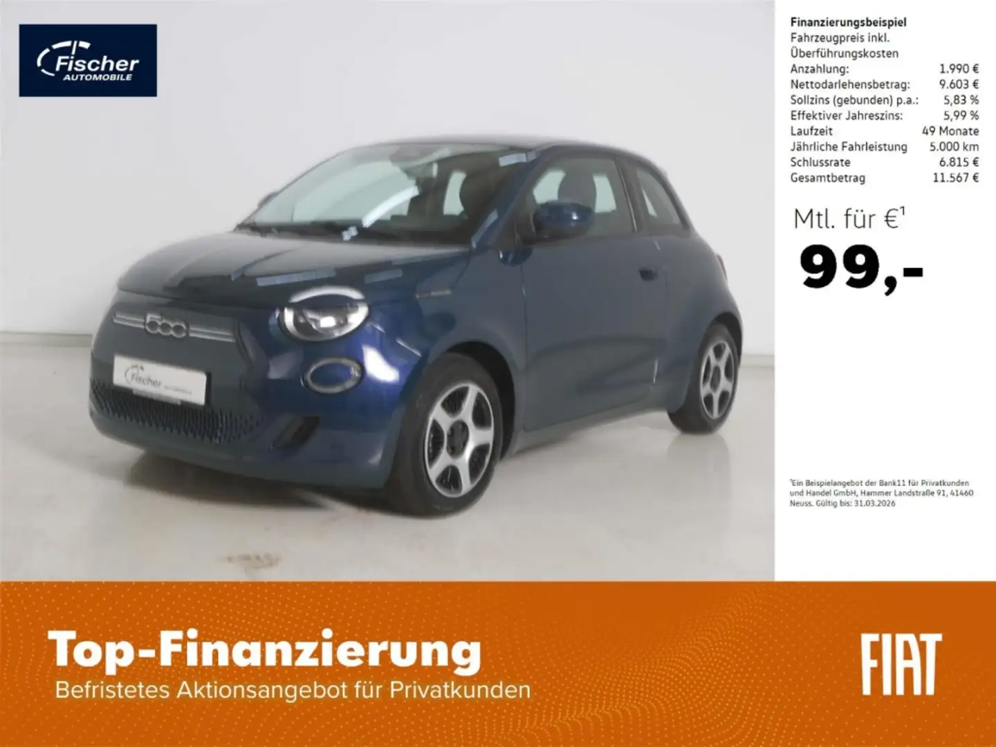 Fiat 500e Elektro Action 23,8 Kwh Keyless/DAB+/Link Grün - 1