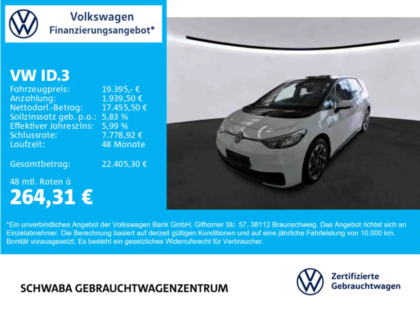 Volkswagen ID.3 City Batt-Kap 55kW/h LED*NAV*ACC*LANE*8fach Blanc - 1