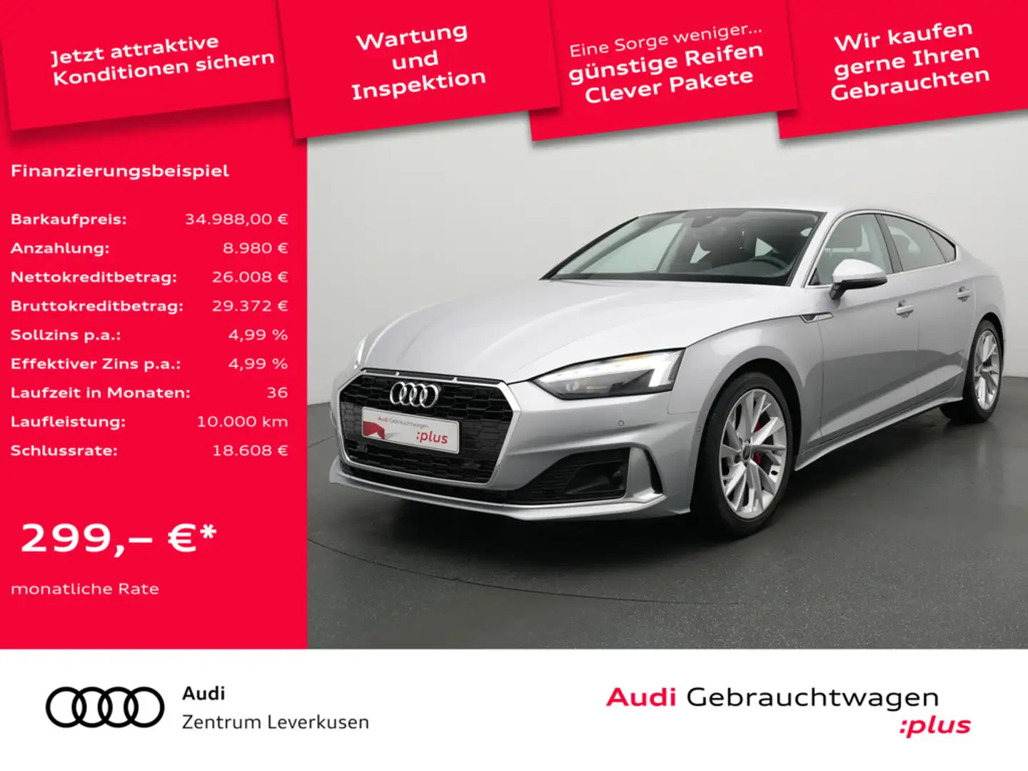 Audi A5 Sportback advanced S tronic AHK MATRIX NAV Silber - 1