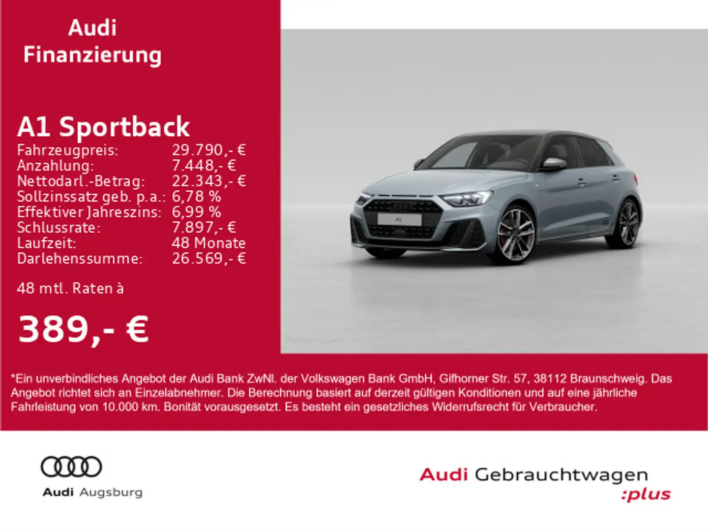 Audi A1 2x S line 40 TFSI *VIRTUAL*LED*18'' Grau - 1