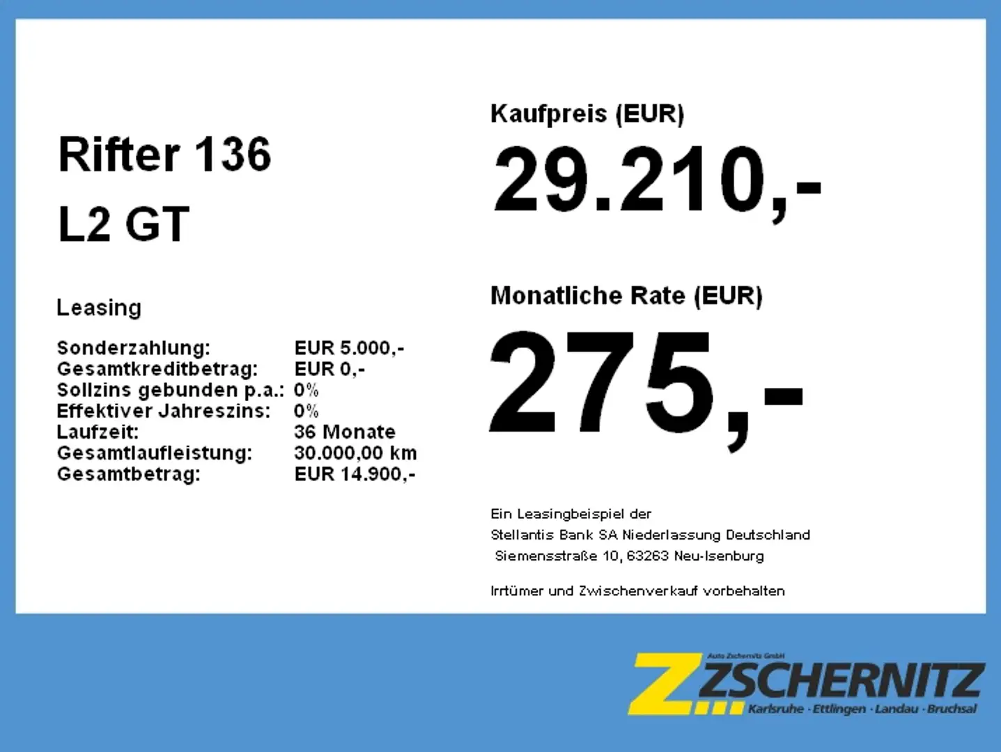 Peugeot Rifter 136 L2 GT Elektromotor Navi+2xKlima+Kam. Blau - 2