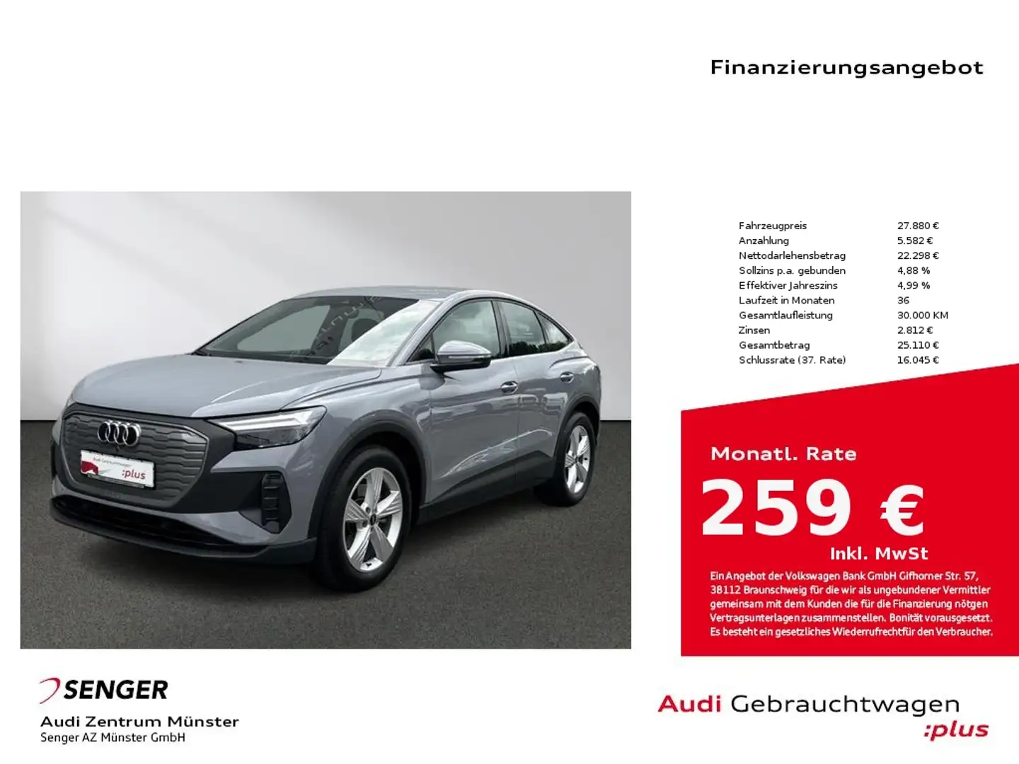 Audi Q4 e-tron Sportback 35 MMI Standheizung LED Grau - 1