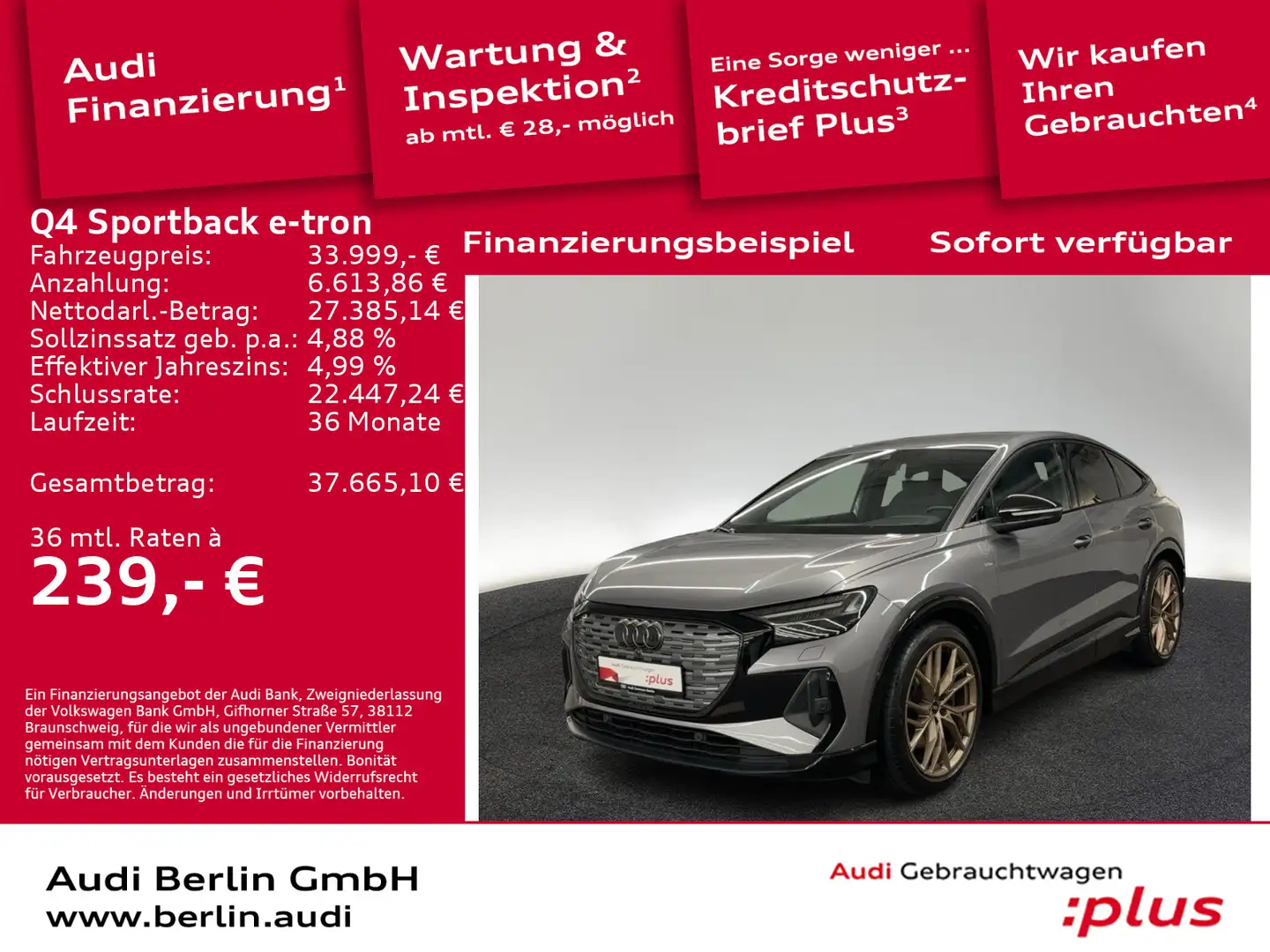 Audi Q4 e-tron 50 qu. MATRIX HUD SONOS NAVI Grau - 1