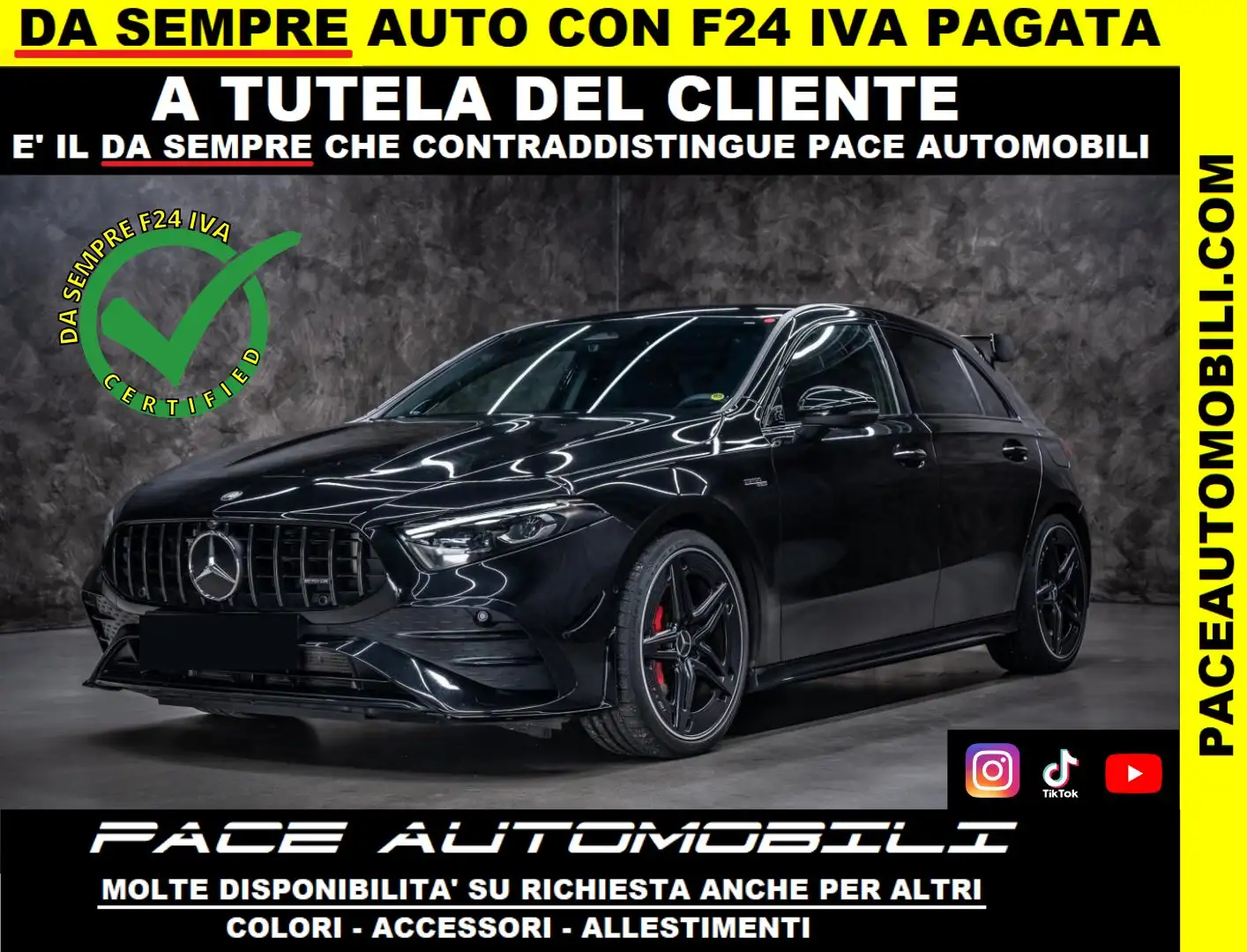 Mercedes-Benz A 35 AMG 4 MATIC AERO PACK LED NAVI KAMERA NIGHT PACK TETTO Nero - 1