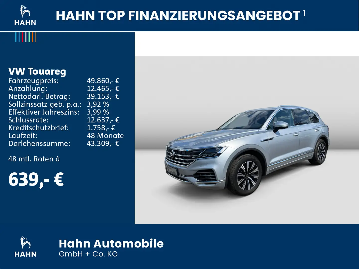 Volkswagen Touareg Elegance 3.0TSI 4Mo AREA LEDER PANO MATR Silber - 2