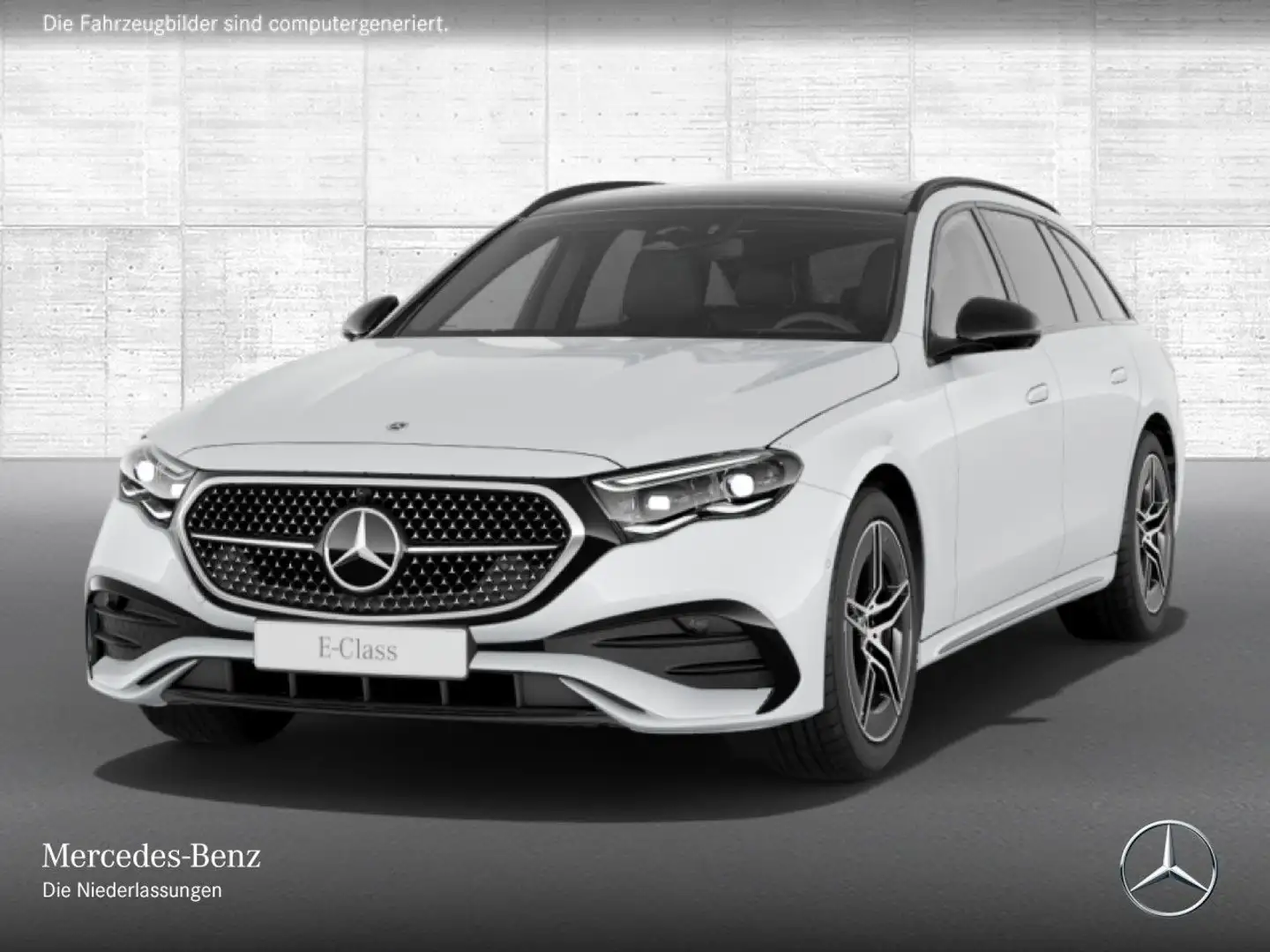 Mercedes-Benz E 220 d T 4M AMG 360° Pano Distr. AHK Night Memory Bianco - 2