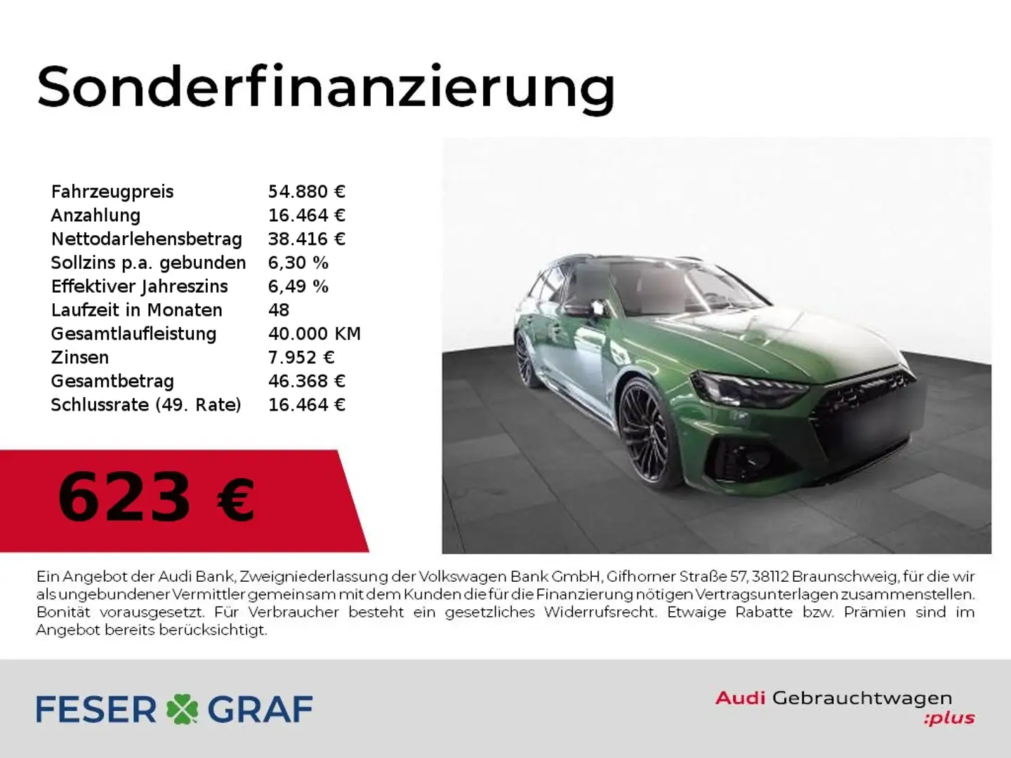 Audi RS4 Avant Pano,AHK,RS-Sportabgas,HUD,Matrix,B&O Grün - 1