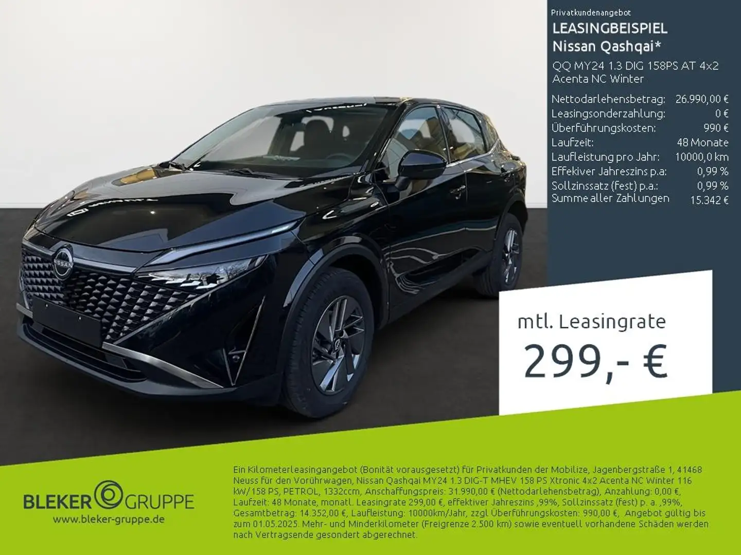 Nissan Qashqai QQ MY24 1.3 DIG 158PS AT 4x2 Acenta NC Winter Schwarz - 1